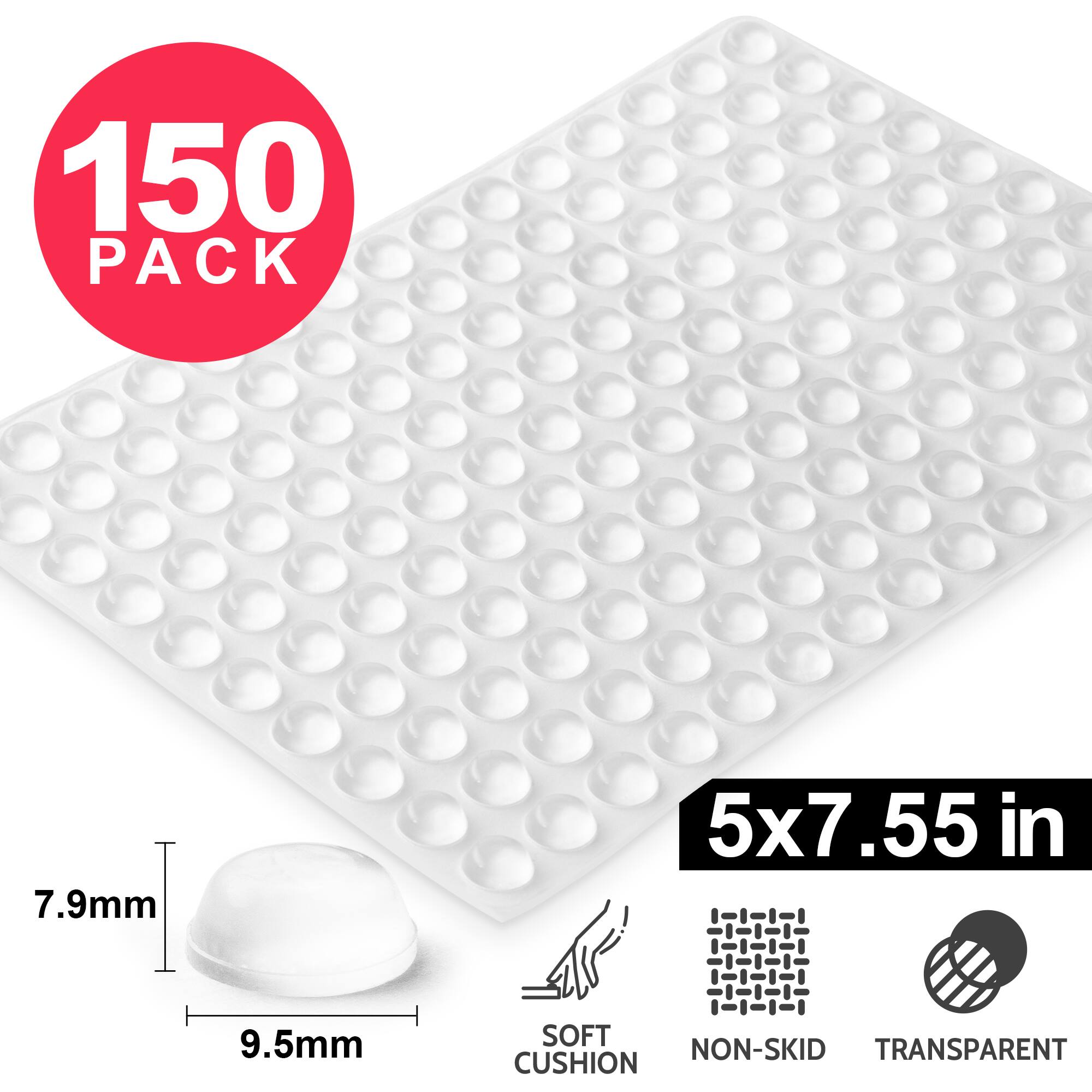 150 PACK  
7.9mm  
5x7.55 in  
9.5mm  
SOFT NON-SKID TRANSPARENT CUSHION