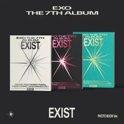 EXO THE 7TH ALBUM
EXIST
1. Crean Soda
2. Regrnt
3. Hear Me Out
4. Prvte Perty
5. Cincieralle
6. No Makeup
7. Love Fool
8. Another Day
9. Let Me
PHOTO BOOK Ver.