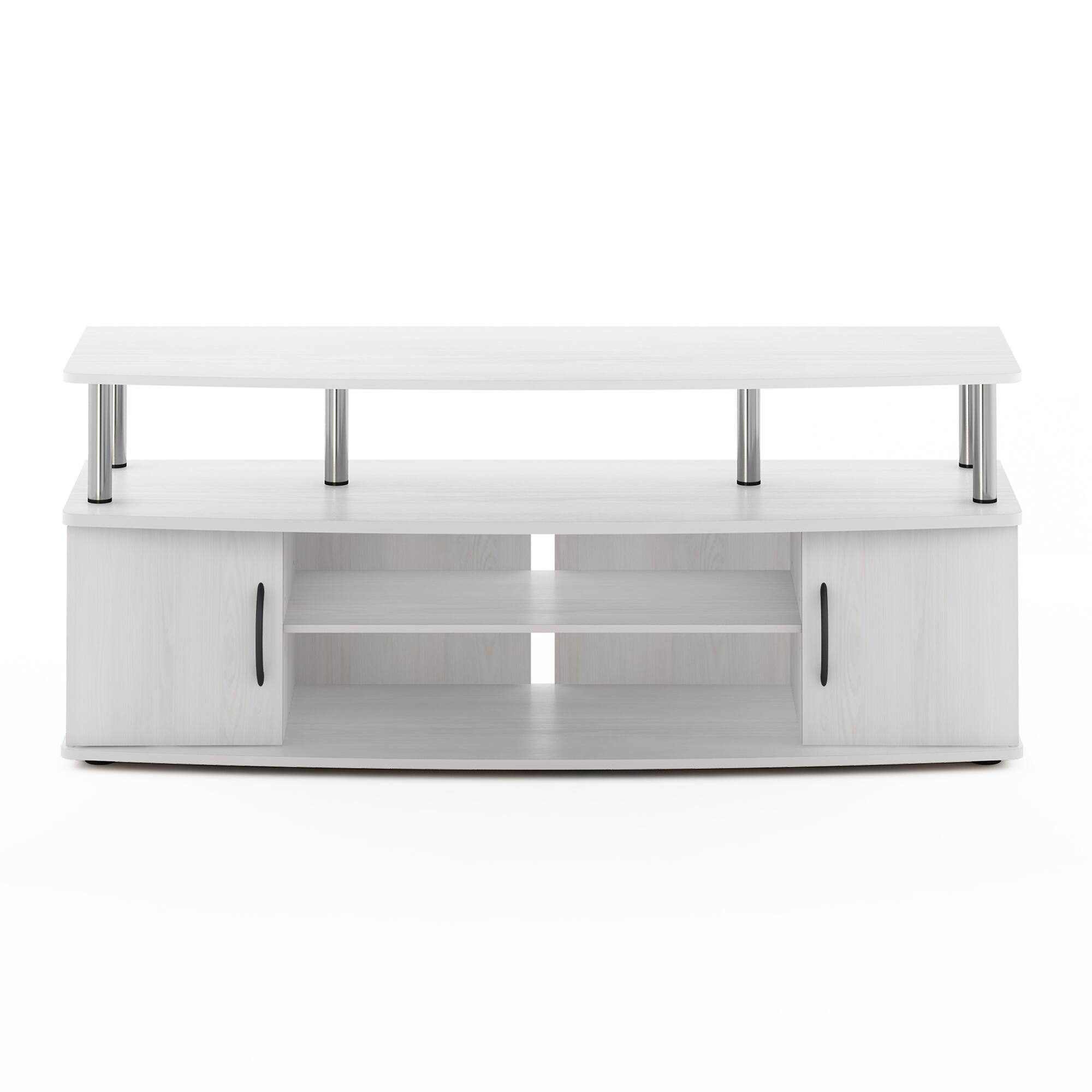 Alt View 2. Furinno - JAYA Large Entertainment Center Hold up to 55-IN TV,  Stainless Steel Tubes - White Oak/Stainless Steel.