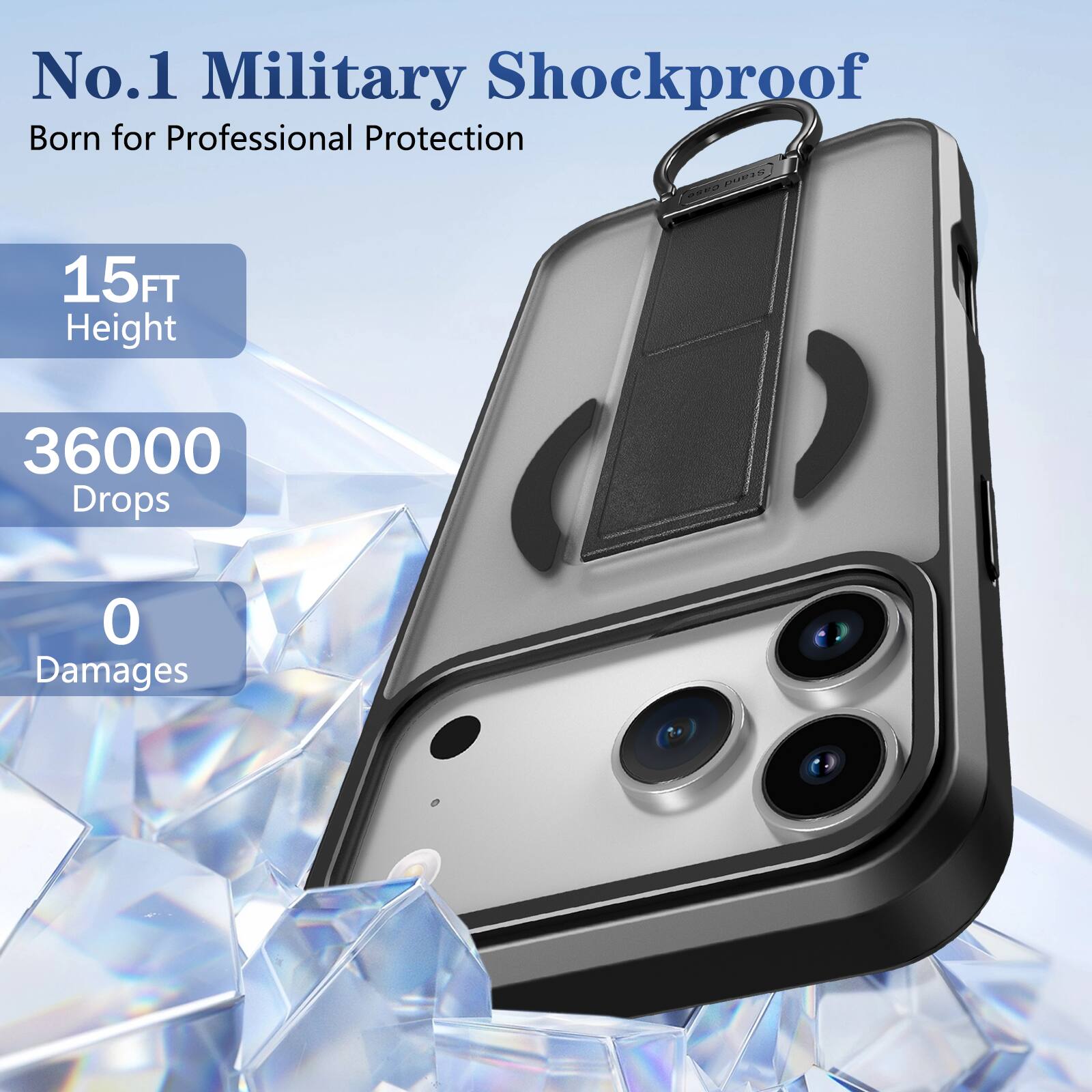 No.1 Military Shockproof  
Born for Professional Protection  

15FT Height  
36000 Drops  
0 Damages