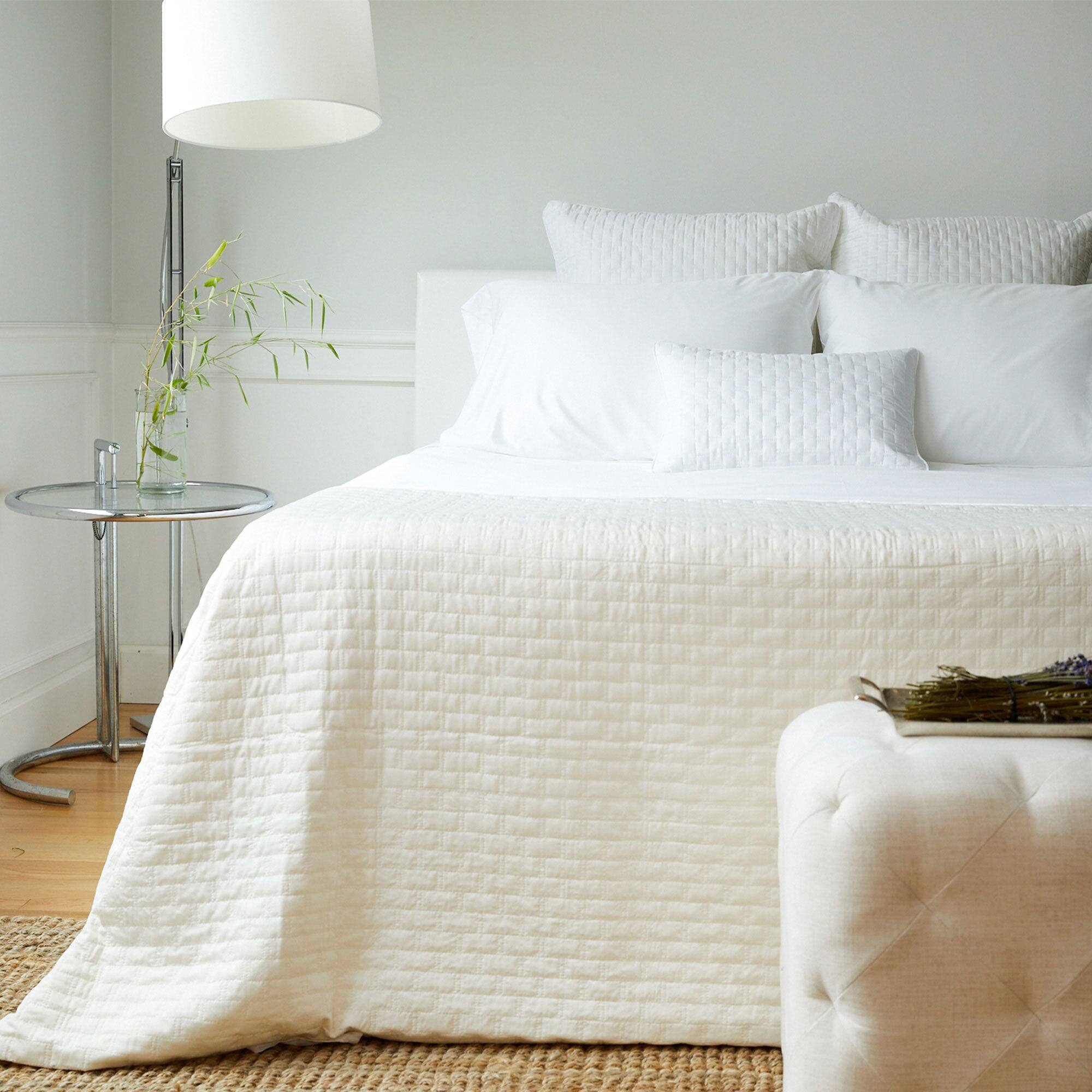 Alt View 3. BedVoyage - Quilted Coverlet - 100% Viscose from Bamboo - Cooling & Lightweight - Ivory.