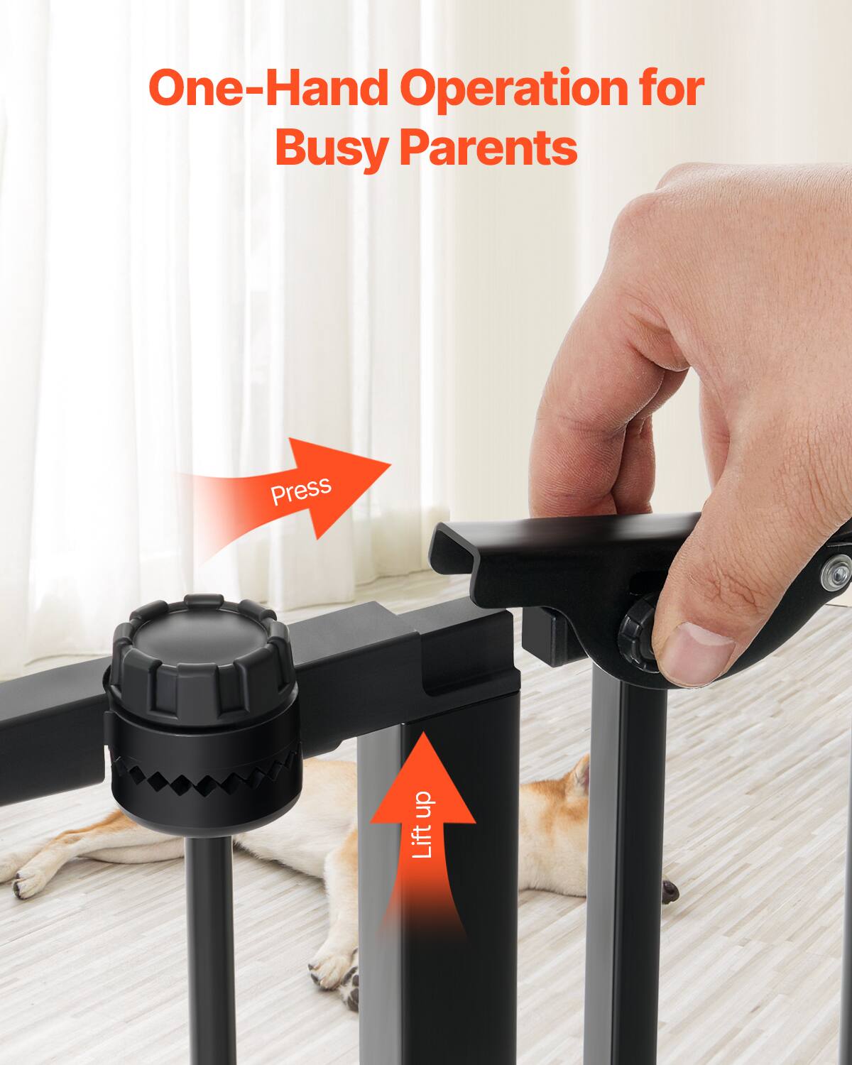 One-Hand Operation for Busy Parents

Press
Lift