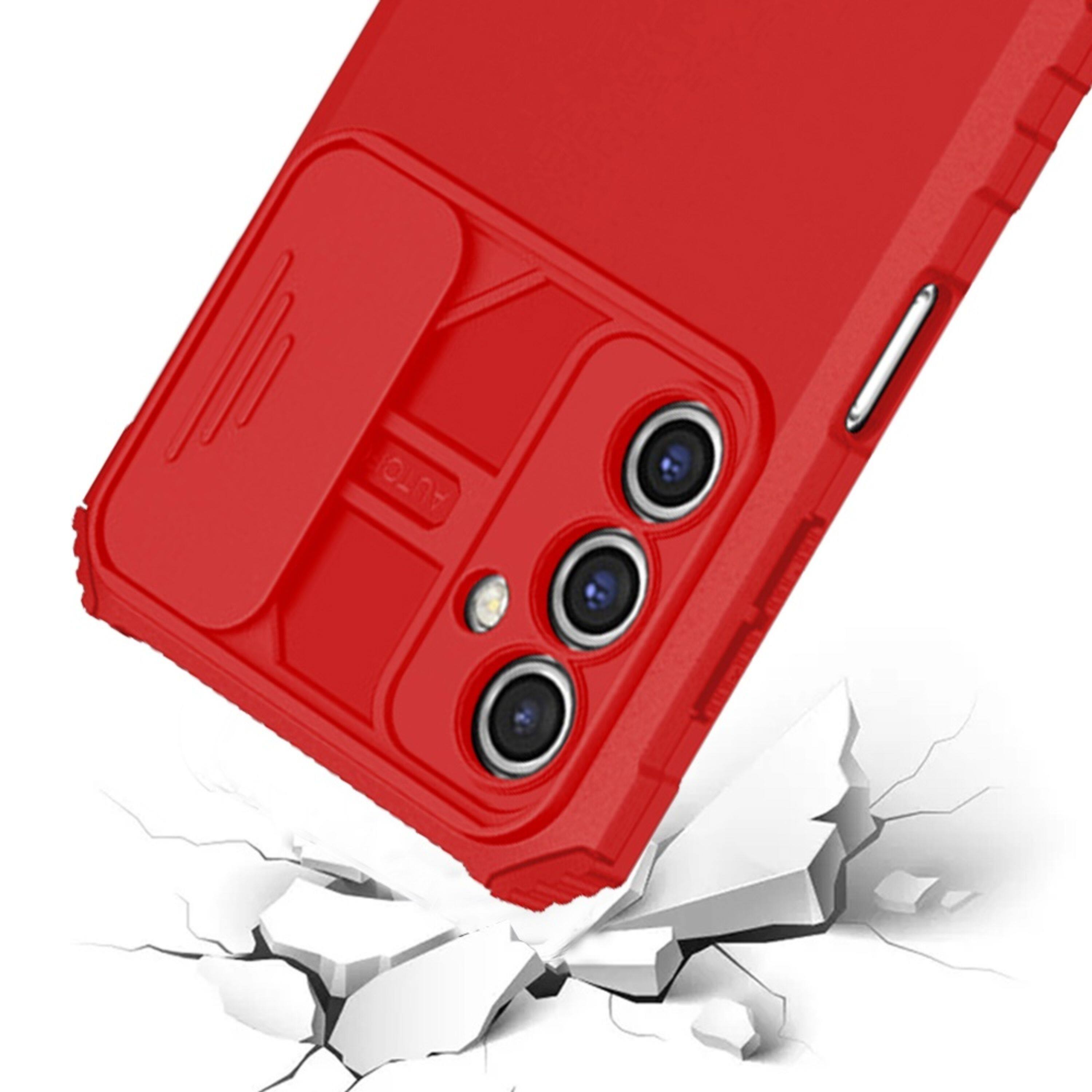 Left. Kitcheniva - Dual Layer Camera Protection Stand Plus Tempered Glass For Samsung S25 Plus/S24 Plus Red - Red.