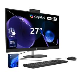 HP - Upgraded - 27" FHD Touch All-in-One - Intel Core Ultra 7 255U - 64GB RAM 2TB SSD - Wired Keyboard & Mouse - Copilot - Black