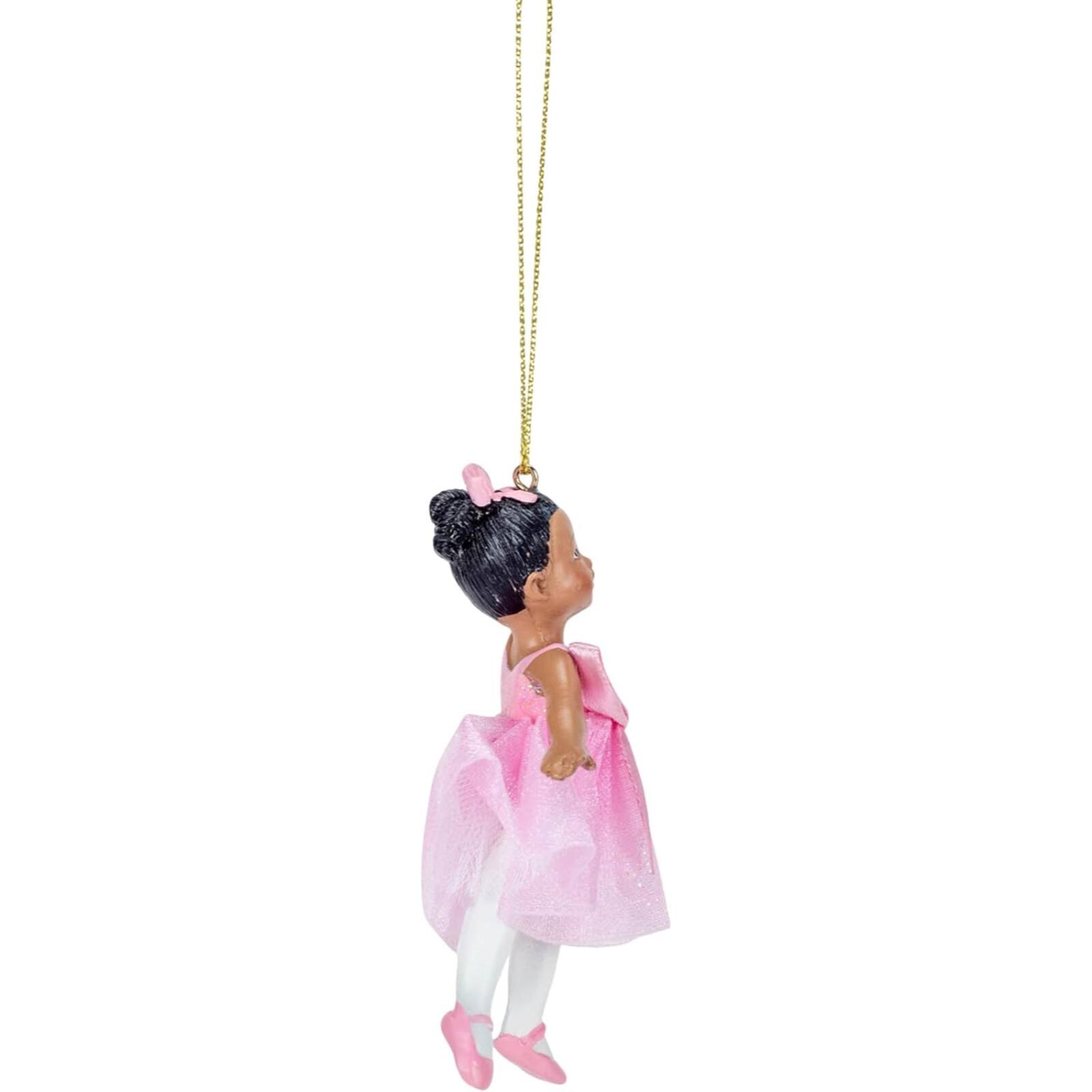 Left. Kurt S Adler - Kurt Adler African American Little Ballerina Dancer Resin Christmas Tree Ornament 3.25 inch - Multicolor.