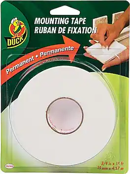 Duck - Permanent Foam Mounting Tape, 3/4" x 15' - White