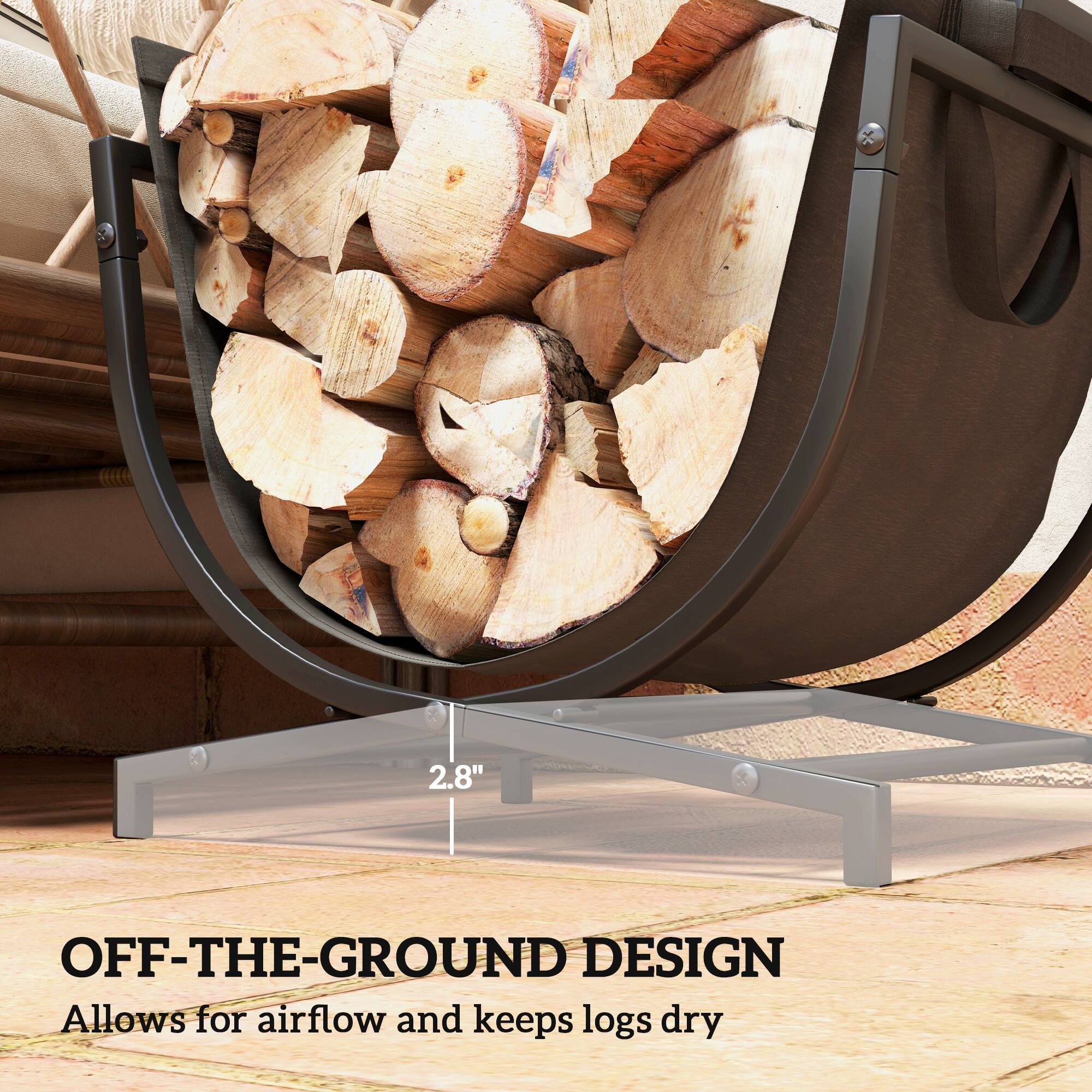 2.8" OFF-THE-GROUND DESIGN allows for airflow and keeps logs dry.