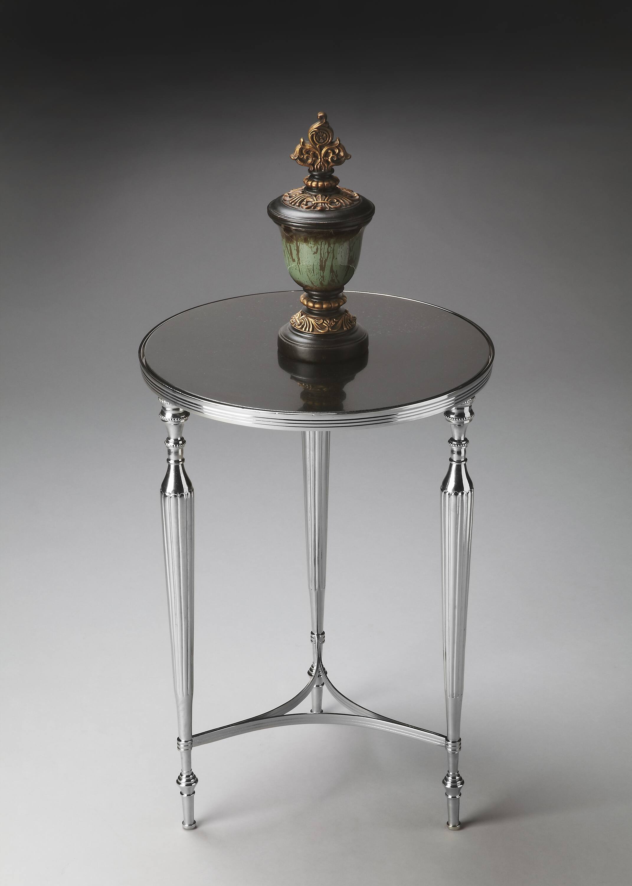 Alt View 3. Butler Specialty - Ciara 16.25 in. W Round Glass and Metal Side Table - Multi-Color.