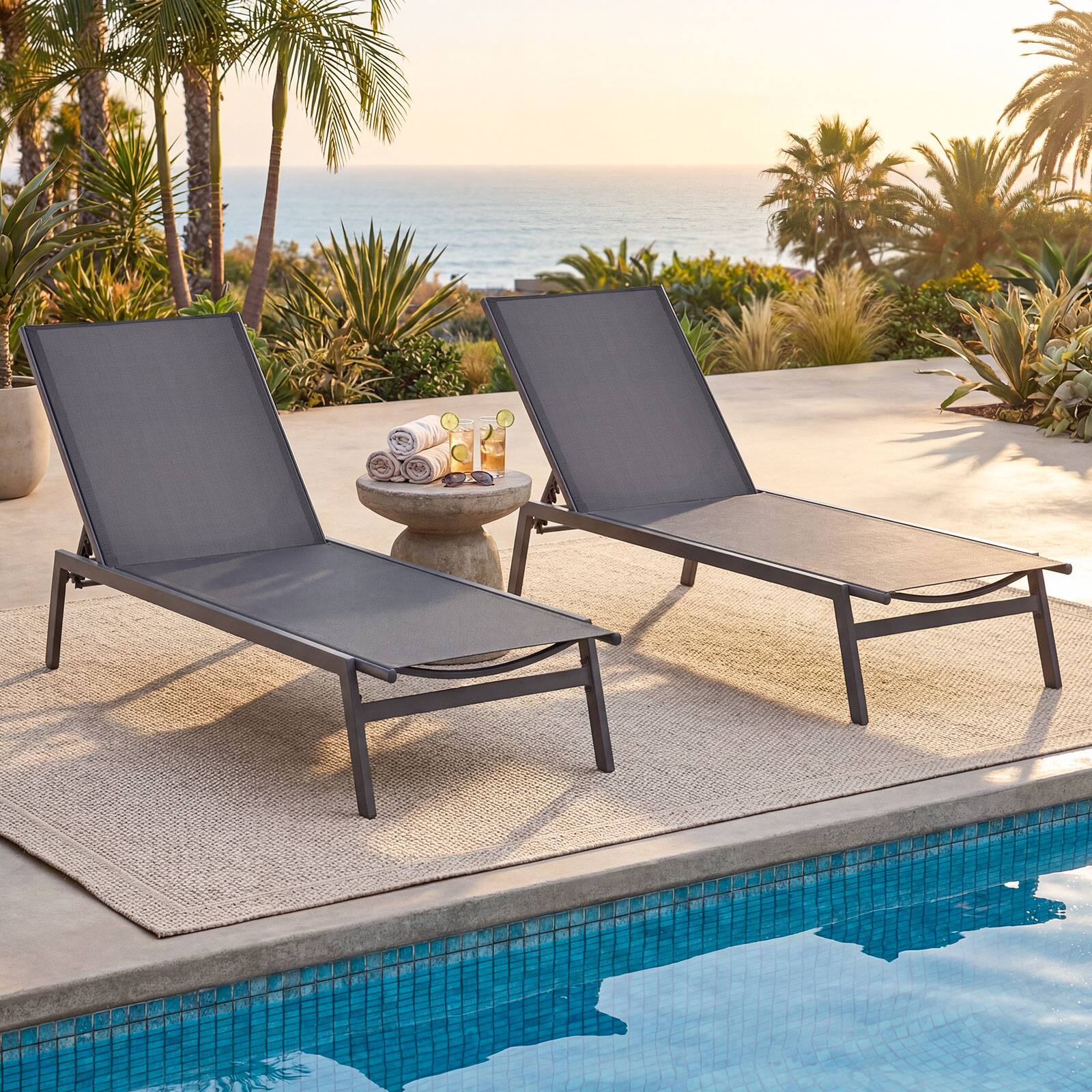Alt View 5. Costway - Costway 1 PCS Patio Lounge Chair Chaise Recliner Back Adjustable Garden Deck - Gray.