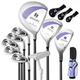 Costway - Ladies Womens Complete Golf Clubs Set 10 Pieces Includes Alloy Driver - Purple