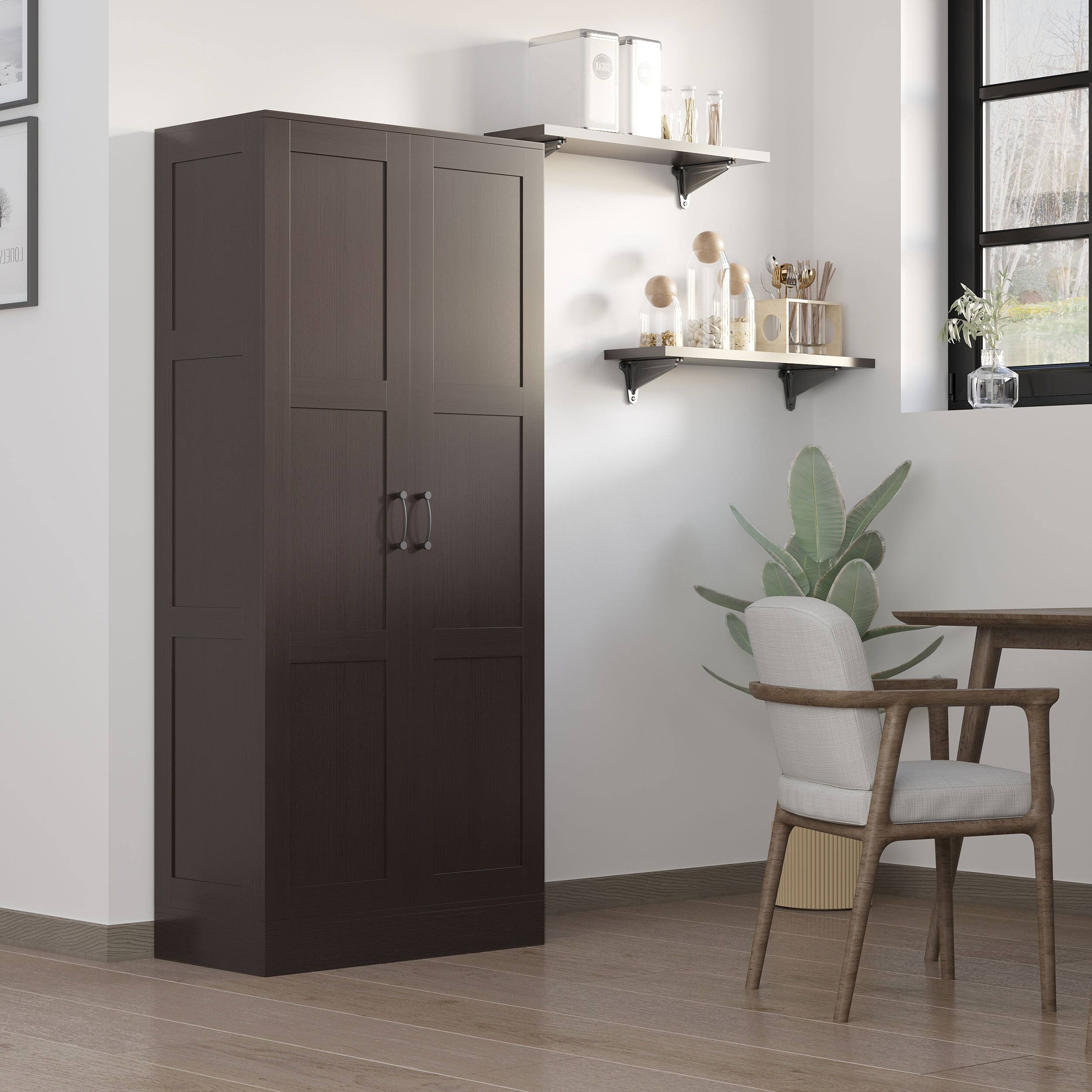 Alt View 1. Homcom - Storage Cabinet w/ Storage Shelves - Coffee.