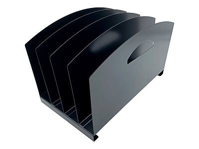 Alt View 1. Huron - Vertical 4-Compartment Steel File Organizer - Black.
