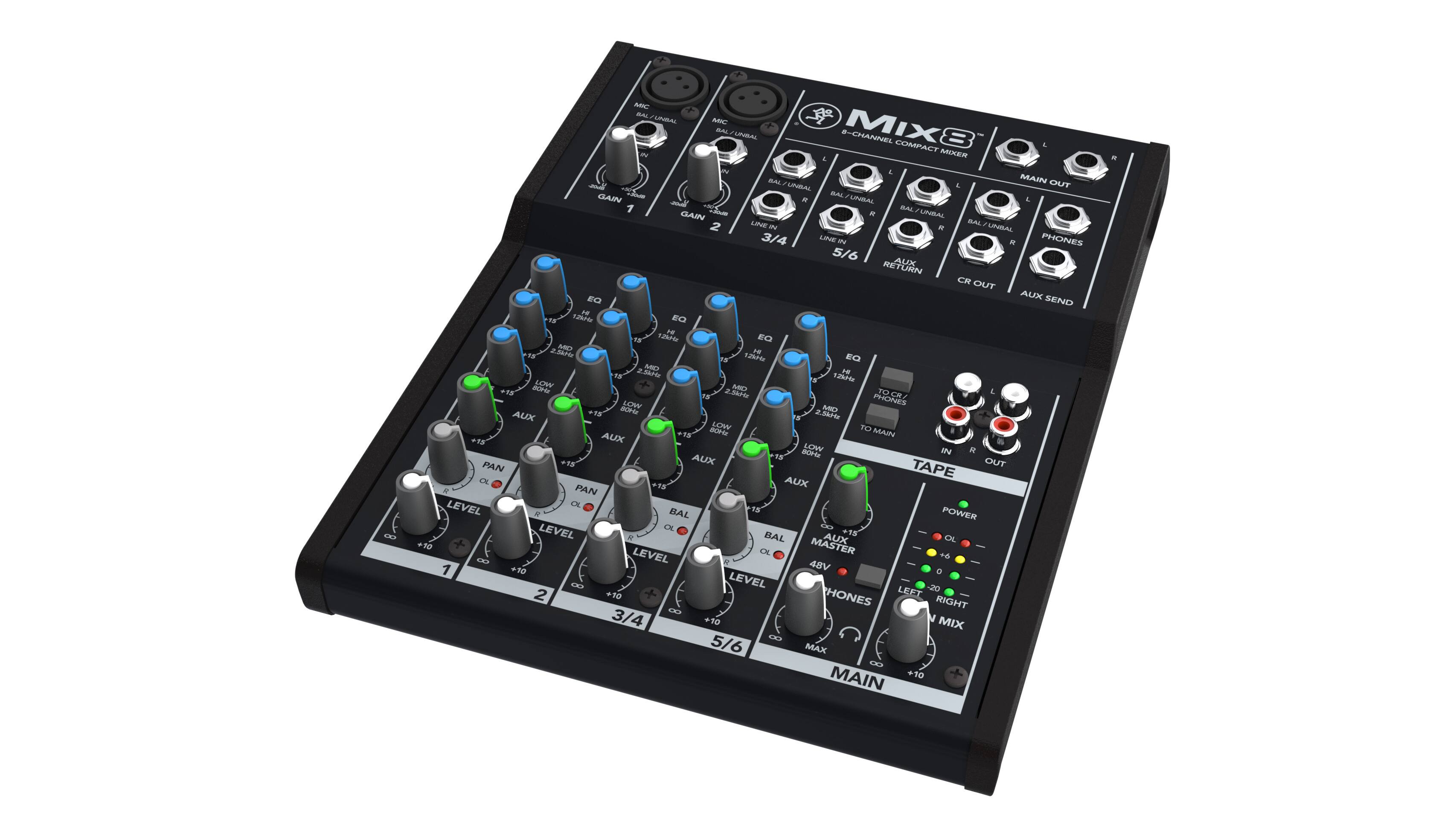 Angle. Mackie - Mix8 Compact Mixer - Black.