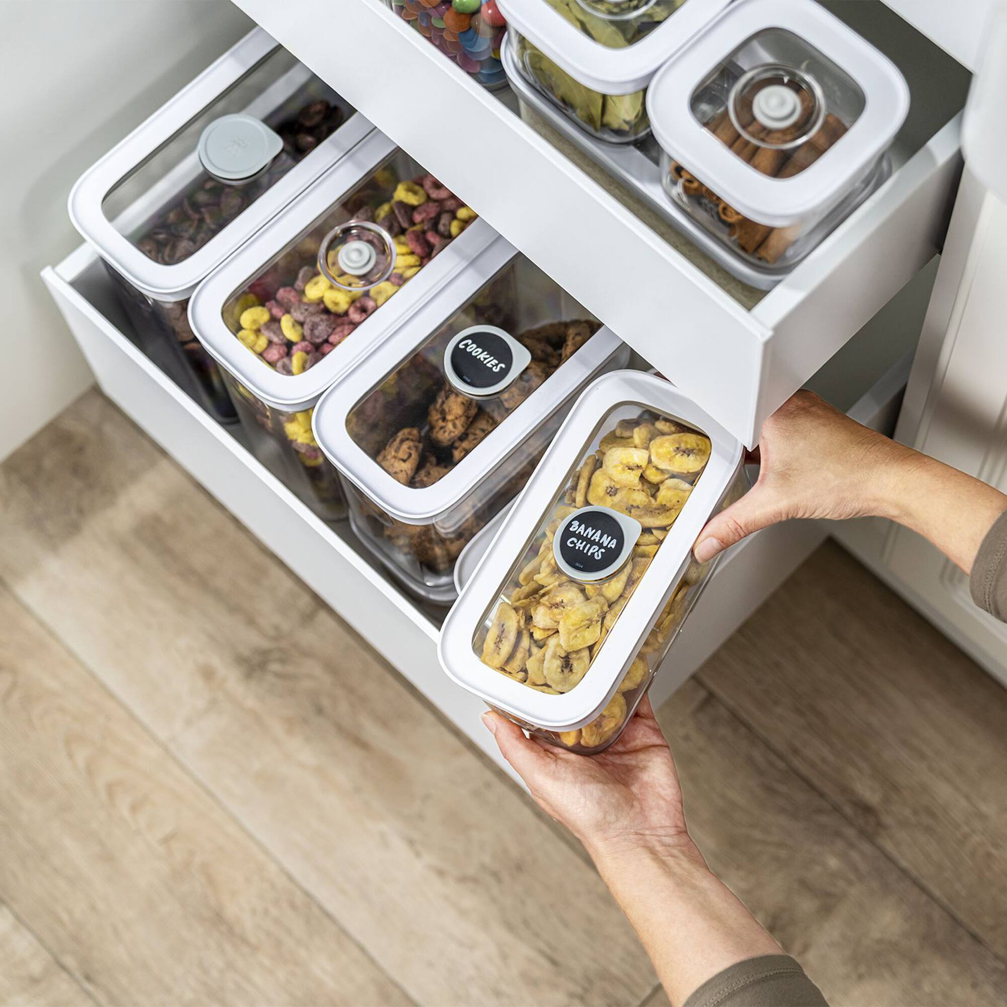 ZWILLING - Fresh & Save Cube Box Set, 12-pc, Plastic, Airtight Dry Food Container, Small & Medium Cube Set w Vacuum Pump - Clear - Thumbnail 4