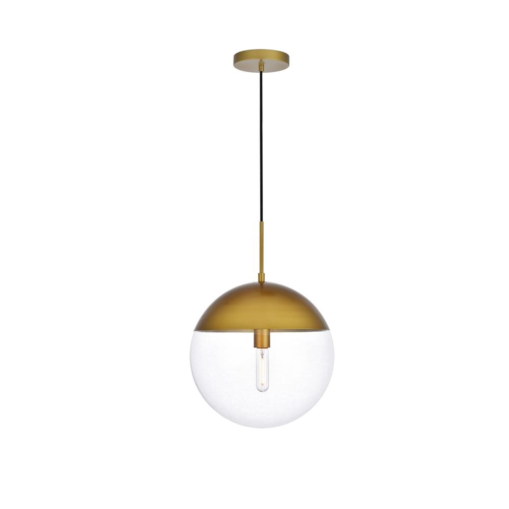Alt View 3. Living District - Eclipse 1 Light Brass Pendant With Clear Glass - Brass And Clear.
