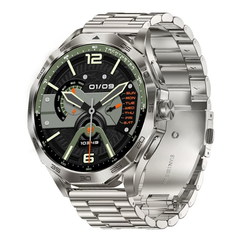 SKRAN - 1.85" HD Screen Smart Watch with Heart Rate Monitor - Bluetooth Calling, Voice Assistant, Sports Watch -Three-link - Silver - (2026)