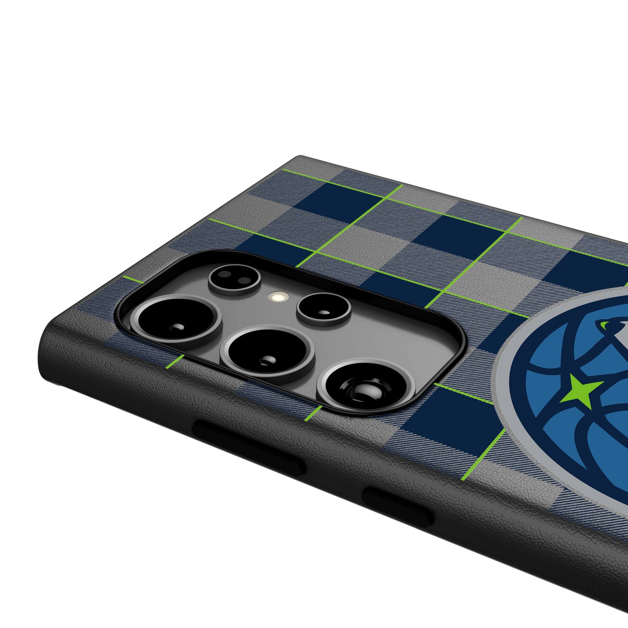 Alt View 3. Keyscaper - Minnesota Timberwolves Plaid Galaxy Magnetic Bump Case - S25 - Black.