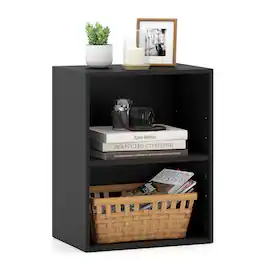 Gymax - 2-Cube Bookcase w/ 5-Position Adjustable Shelf Anti-Toppling Kits for Study - Black