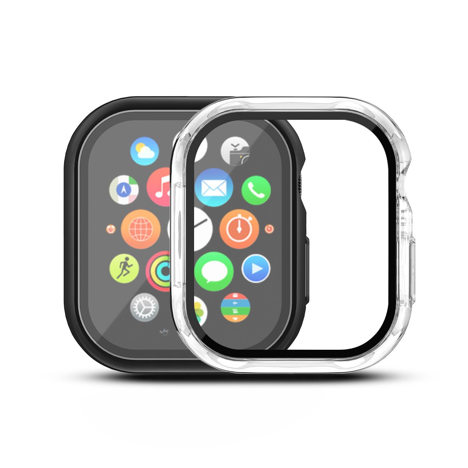 Front. Mybat - MyBat Case with Tempered Glass Screen Protector for Apple Watch Series 10 - 42mm - Clear - Transparent.