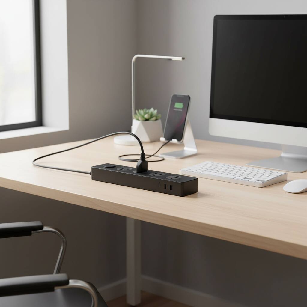 Alt View 2. Dazzed Corner - 5.18FT Outdoor Power Strip Weatherproof, Surge Protector Power Strip with 3 Outlet and 3 USB Charging Ports - Black.