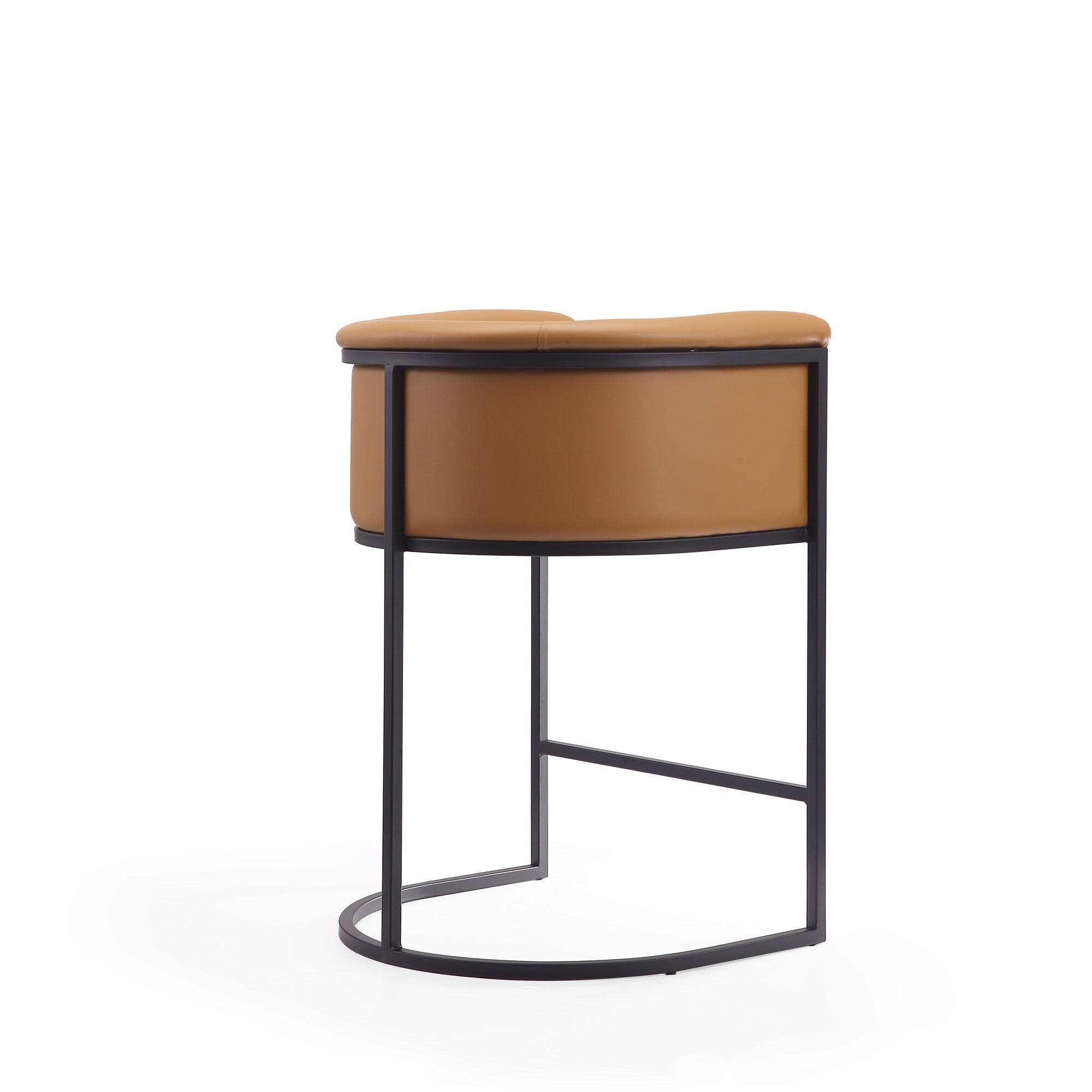 Left. Manhattan Comfort - Cosmopolitan Mid-Century Modern Metal Upholstered Counter Stool - Camel.
