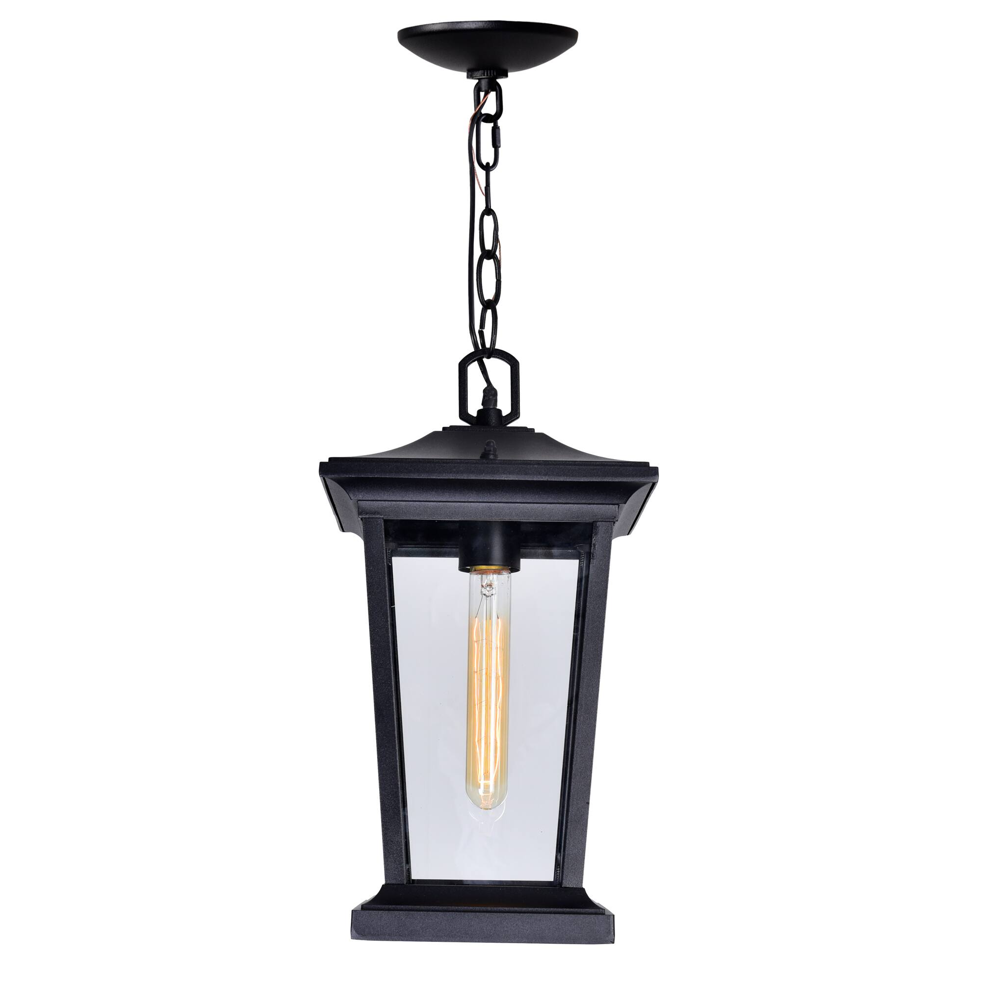 Left. CWI Lighting - Leawood 1 Light Black Outdoor Hanging Light - Black.