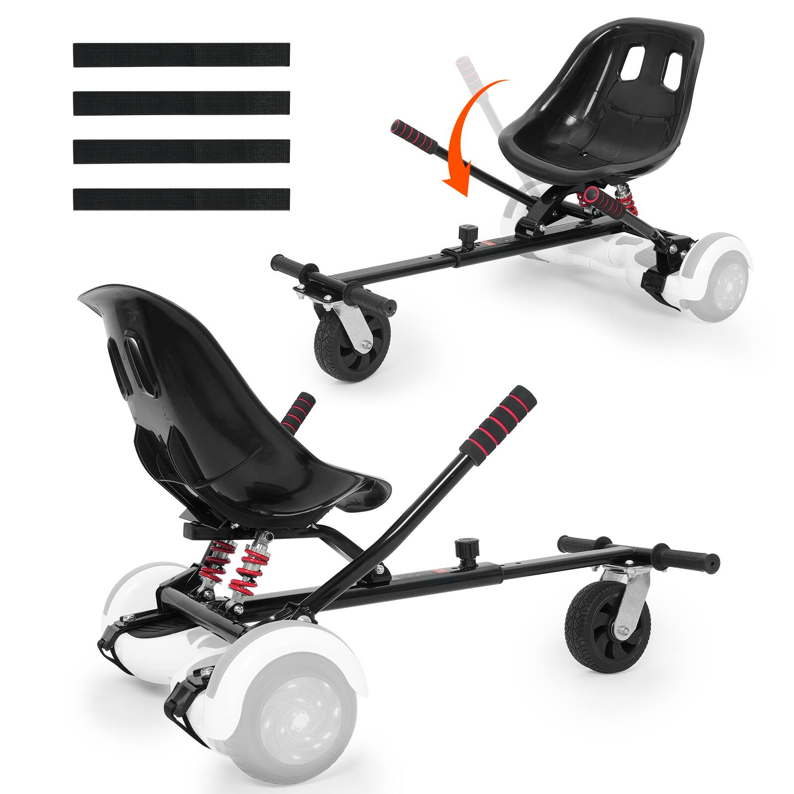 Front. VEVOR - Hoverboard Seat Attachment, for 6.5" 8" 8.5" 10" Hoverboards, Dual Shock Absorption System, Grips Control - Black.