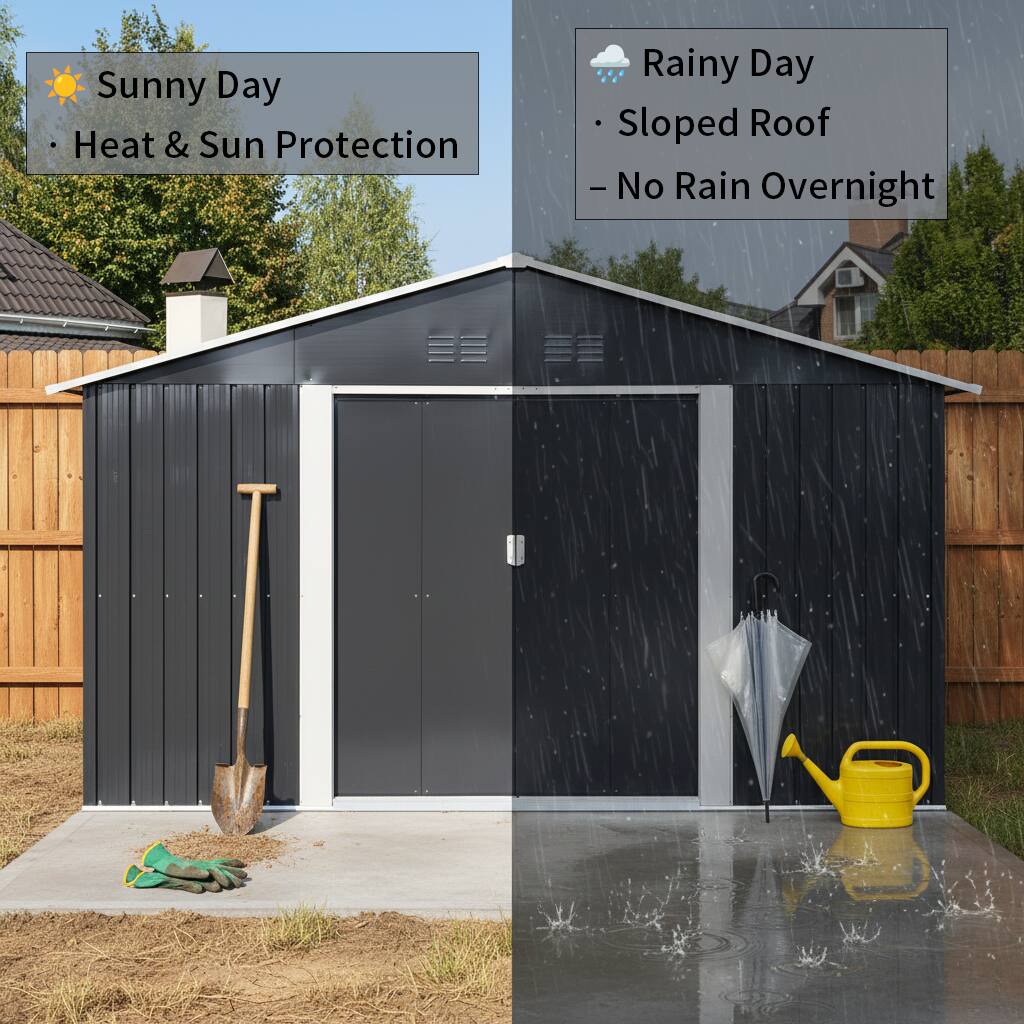 Sunny Day  
- Heat & Sun Protection  

Rainy Day  
- Sloped Roof  
- No Rain Overnight