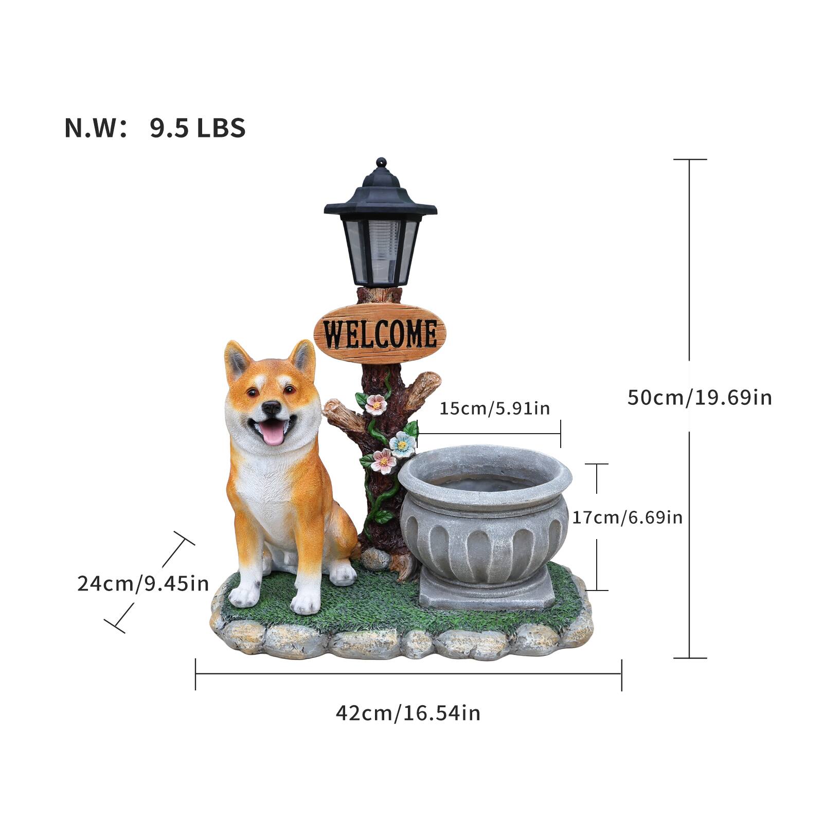N.W: 9.5 LBS

WELCOME

15cm/5.91in  
50cm/19.69in  
17cm/6.69in  
24cm/9.45in  
42cm/16.54in