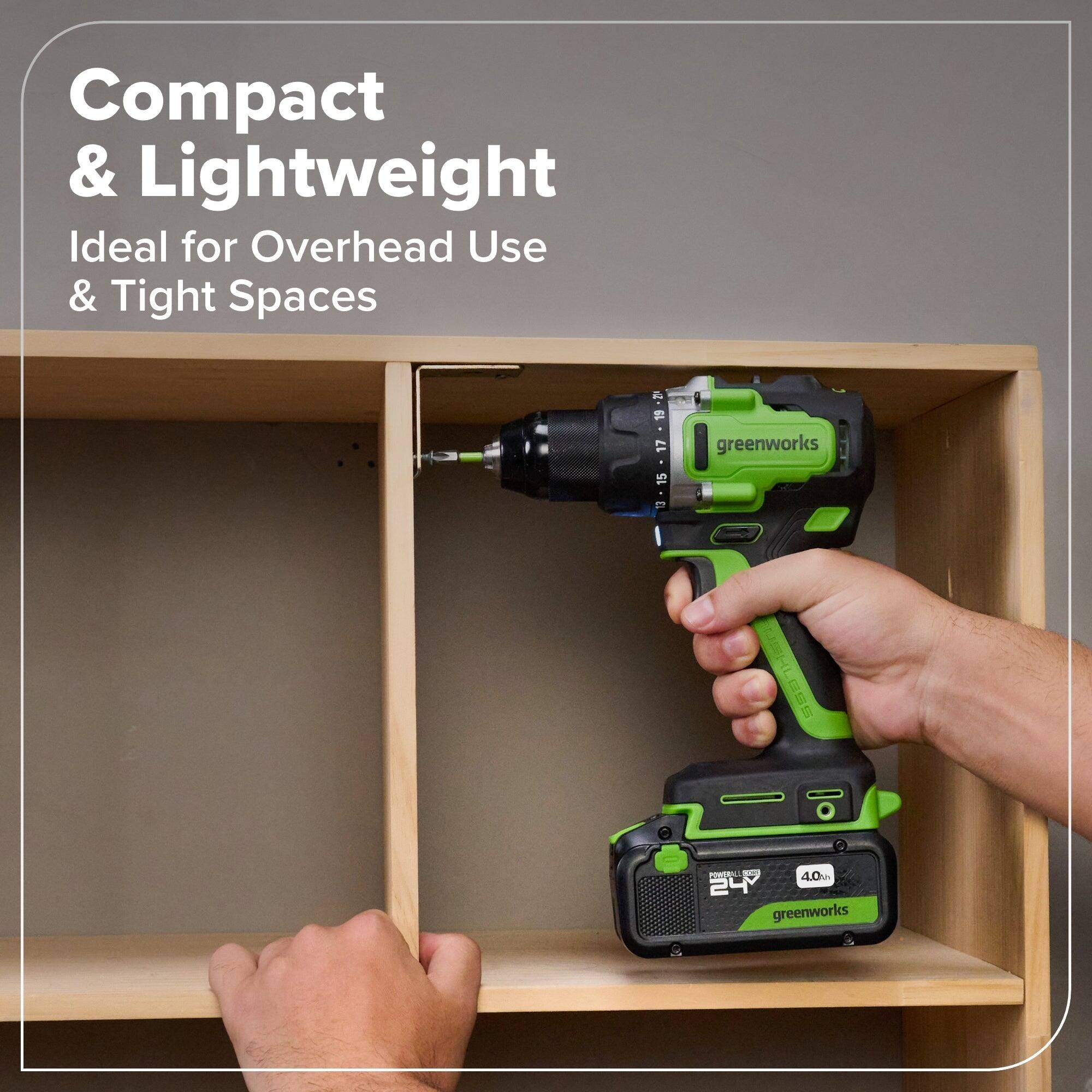 Compact & Lightweight  
Ideal for Overhead Use & Tight Spaces  

Greenworks  
S59 - 4.0  
24