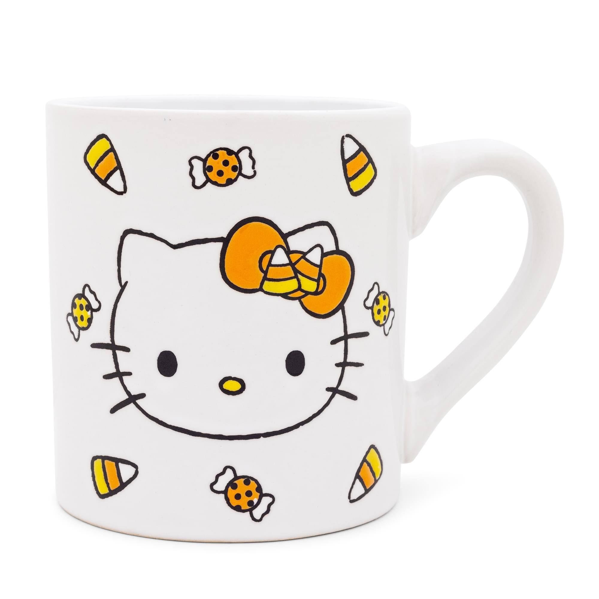 Alt View 1. Silver Buffalo - Sanrio Hello Kitty Candy Corn Wax Resist Ceramic Pottery Mug | Holds 14 Ounces - Orange.