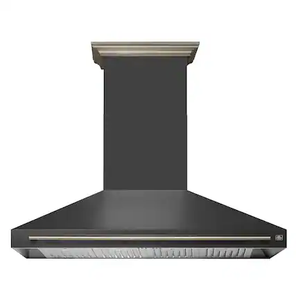 Front. Forno Appliances - Aria 60 in. Convertible Wall-Mounted Range Hood - Black.