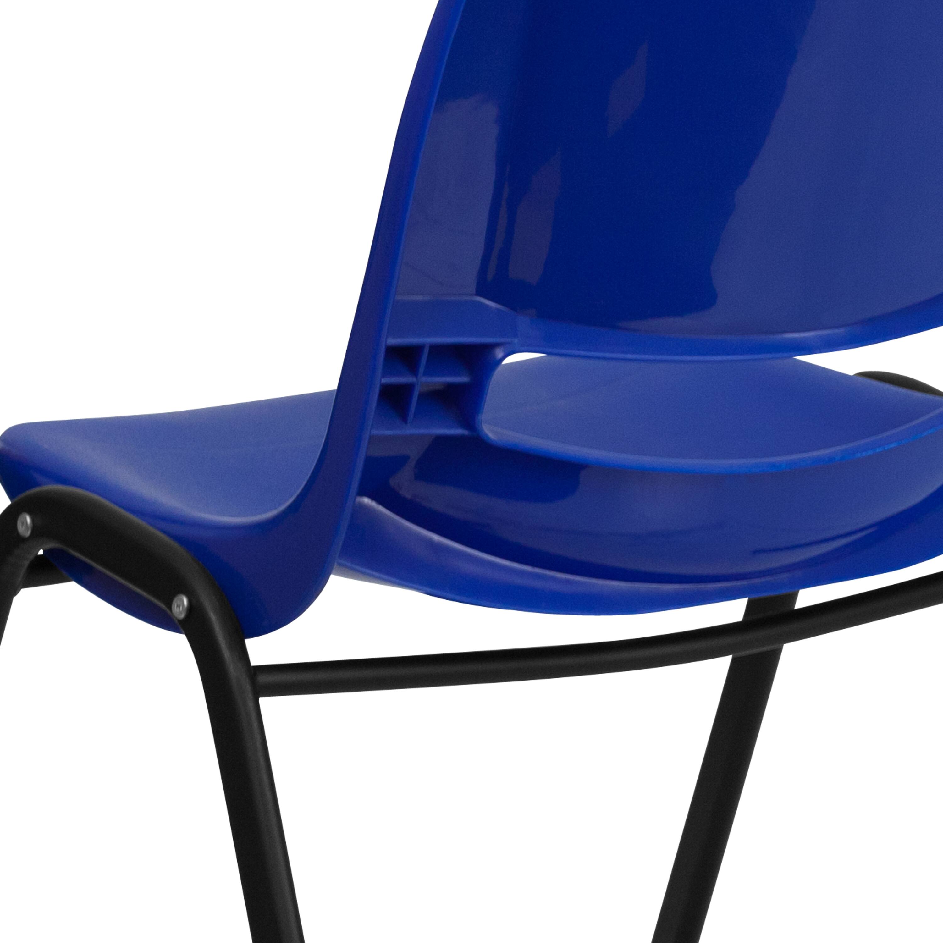 Alt View 9. Emma + Oliver - Ergonomic Kid's Shell Stack Chair - 14" Seat Daycare Home School - Navy Plastic/Black Frame.
