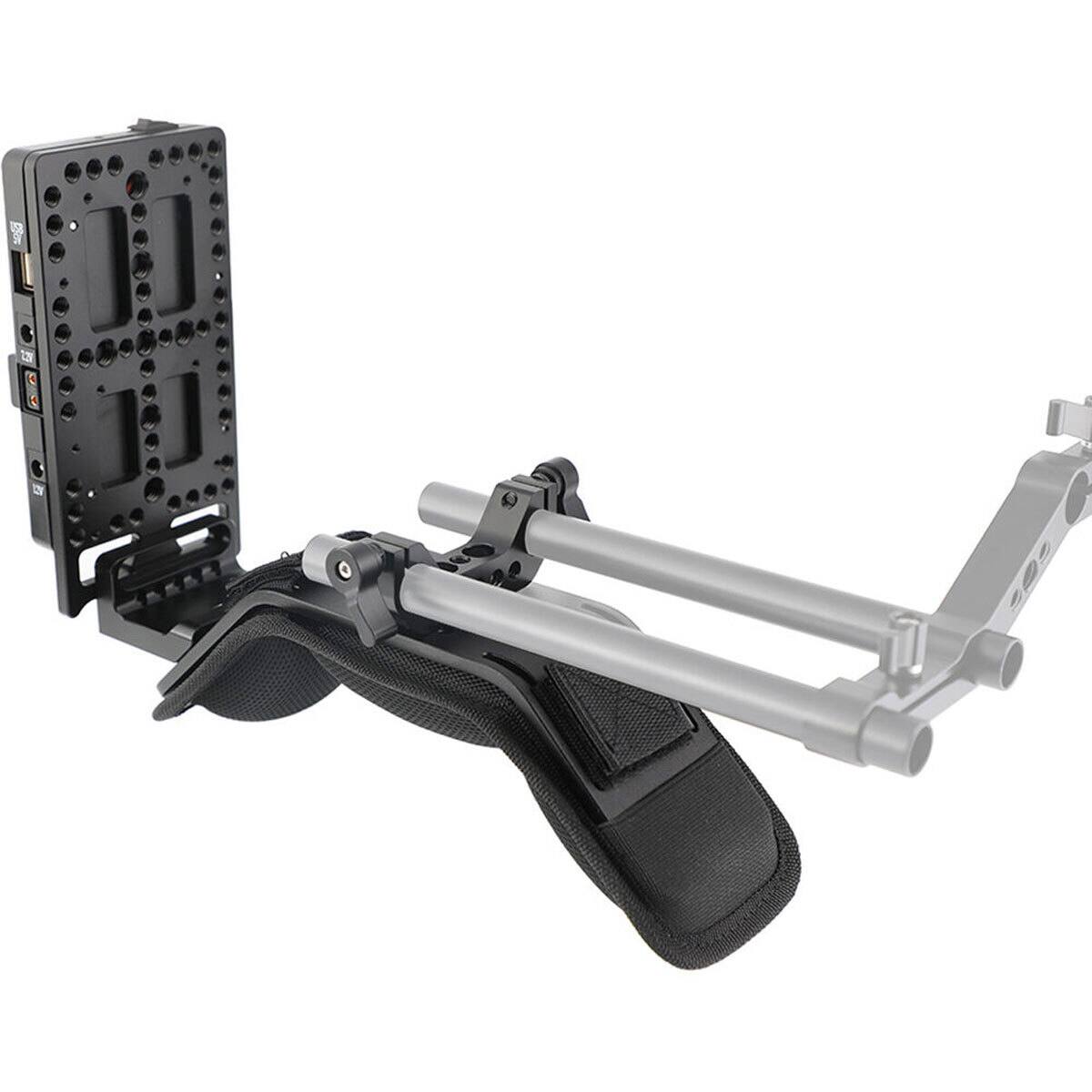 Alt View 5. CAMVATE - CAMVATE Shoulder Mount with V-Lock Power Splitter and 15mm Dual-Rod Clamp.