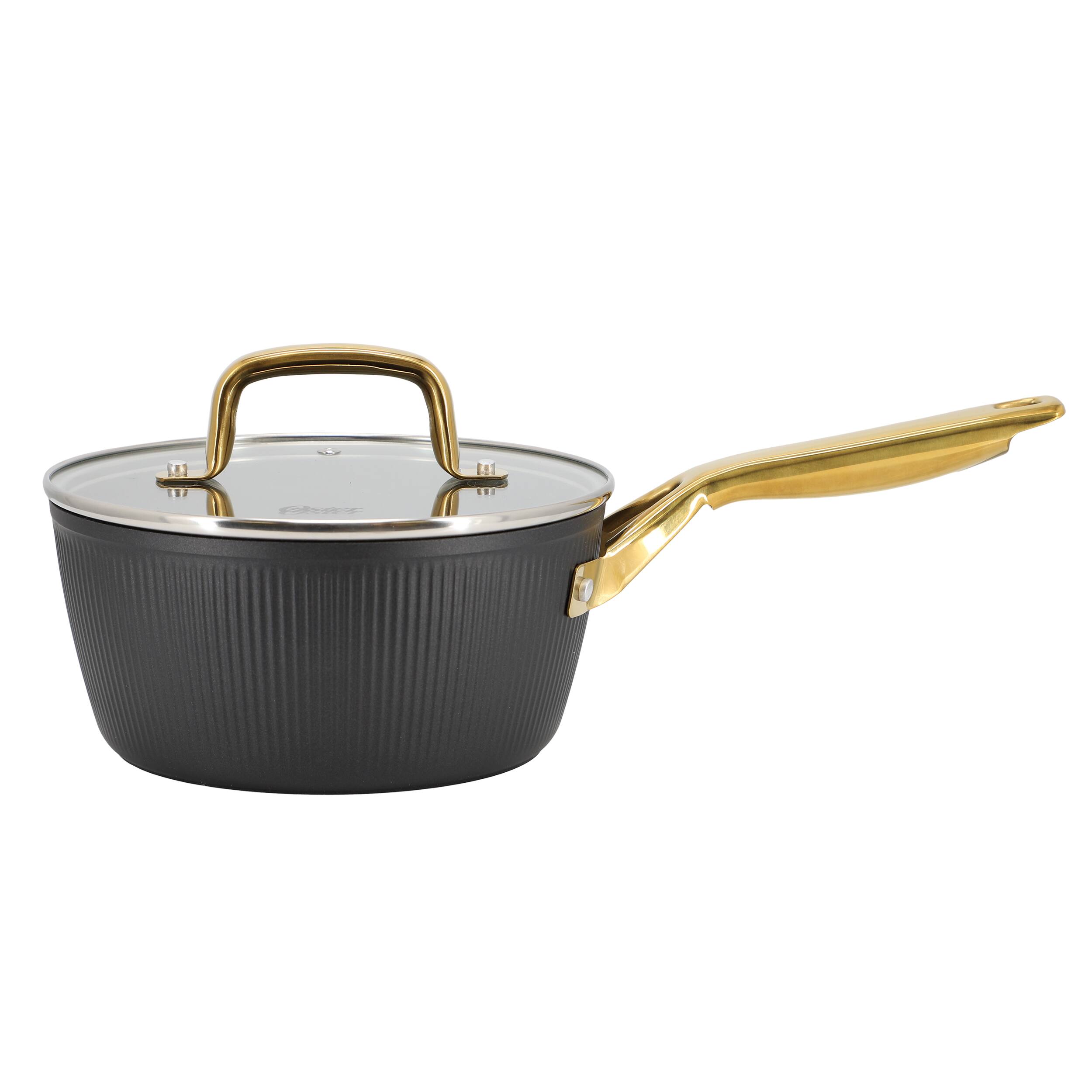Alt View 1. Oster - Oster Abbottsford 2.5 Quart Nonstick Aluminum Saucepan with Glass Lid in Black - Black.
