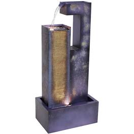 Sunnydaze - Cascading Tower Metal Water Fountain with LED Lights - 32 in - Dark Purple