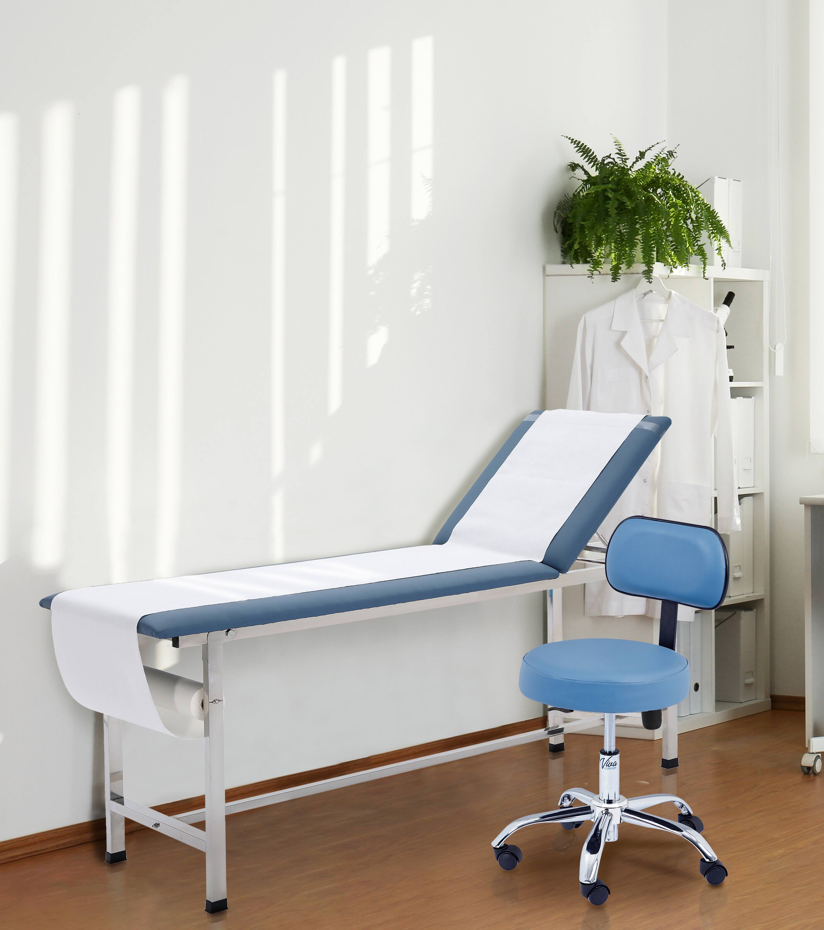 Alt View 5. Viva Comfort - Office Stool with Contoured Backrest and Antimicrobial Upholstery, 250lb Capacity, Pneumatic Height - Blue.