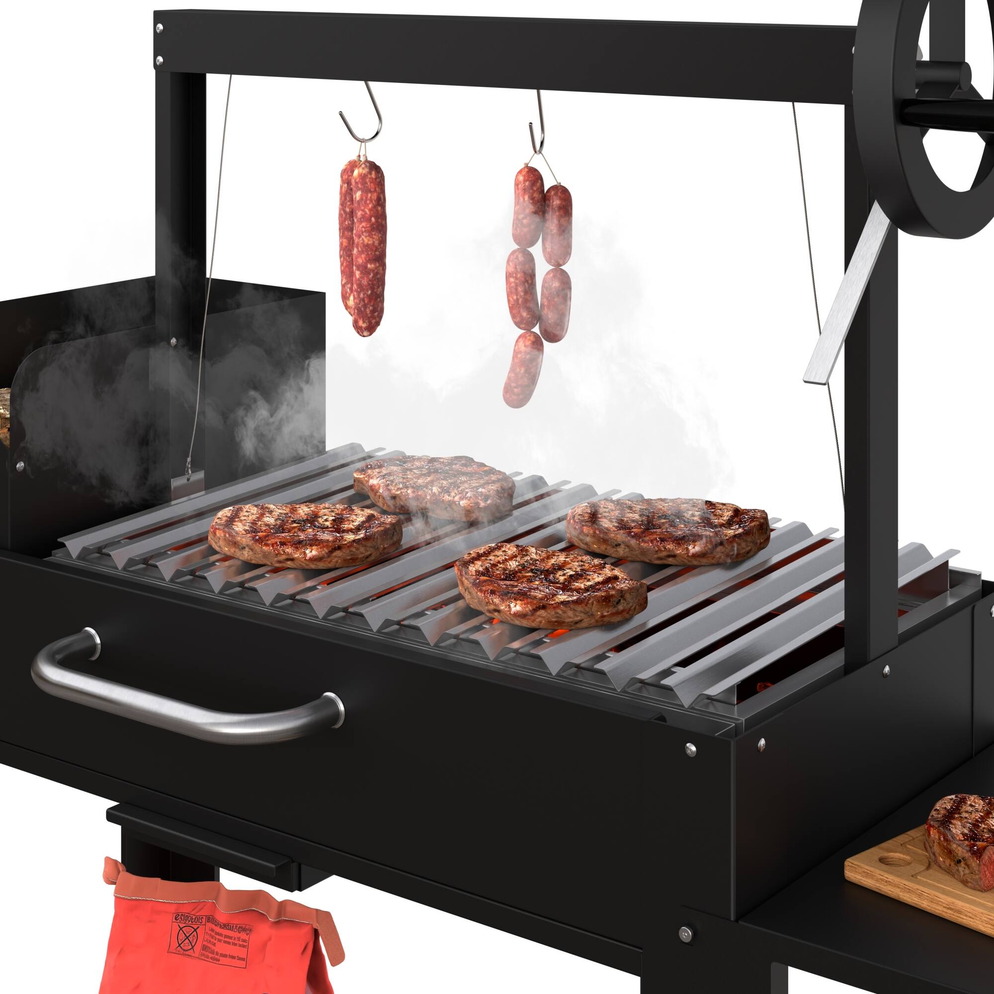 Alt View 1. Koolmore - 54 in. Argentine Charcoal Grill with Interchangeable V-Grates, Outdoor BBQ, in Black (KM-OG-AV-54) - Black.