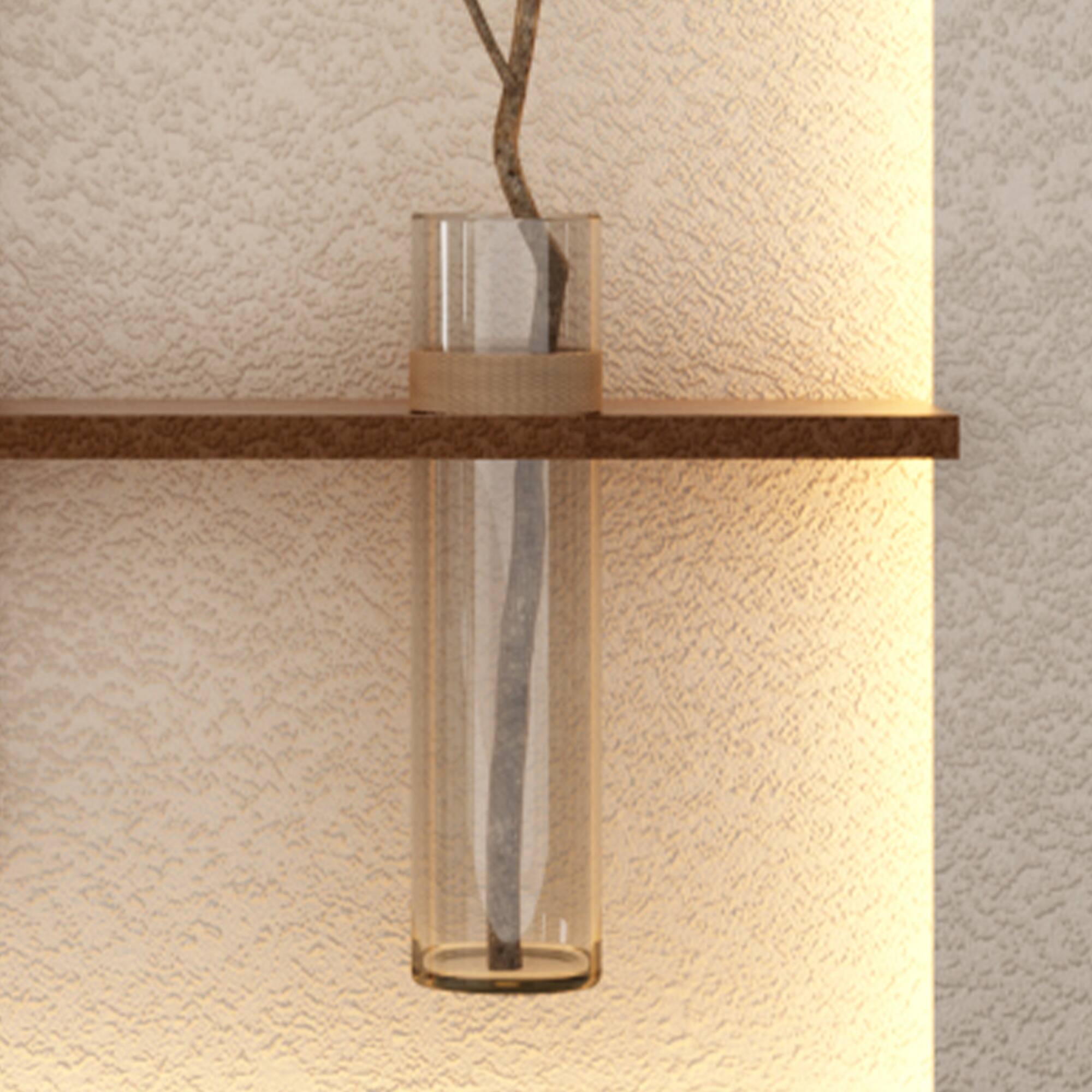 Back. GOODSILO - Adjustable LED Sandstone Wall Decor with Simulated Plants and Glass Vase - Remote Control Light Strips for Home Decor - Light Coffee.