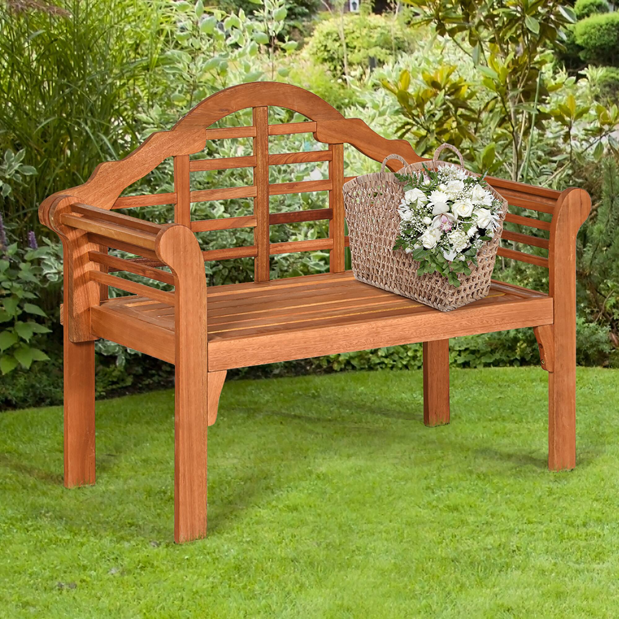 Alt View 8. Costway - Costway 49" Outdoor Folding Bench Eucalyptus Wood Backrest Armrest Patio Garden - Natural.