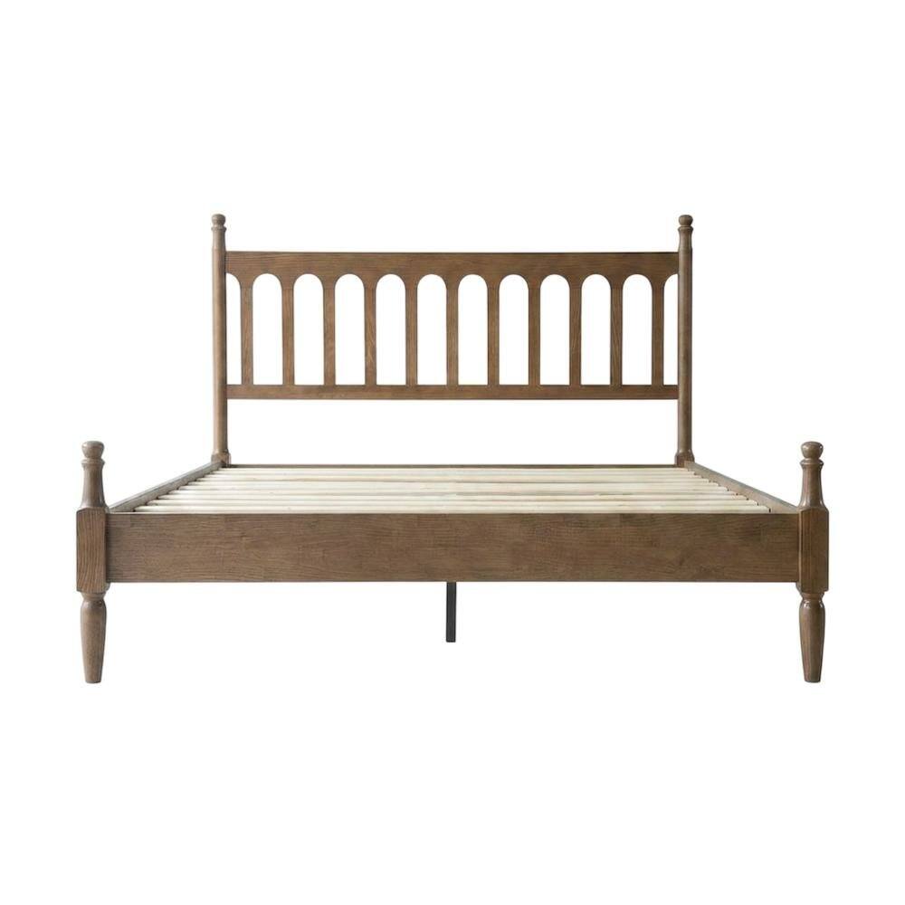 Left. FurniFact - Solid Wood Bed with Headboard - Barnwood.
