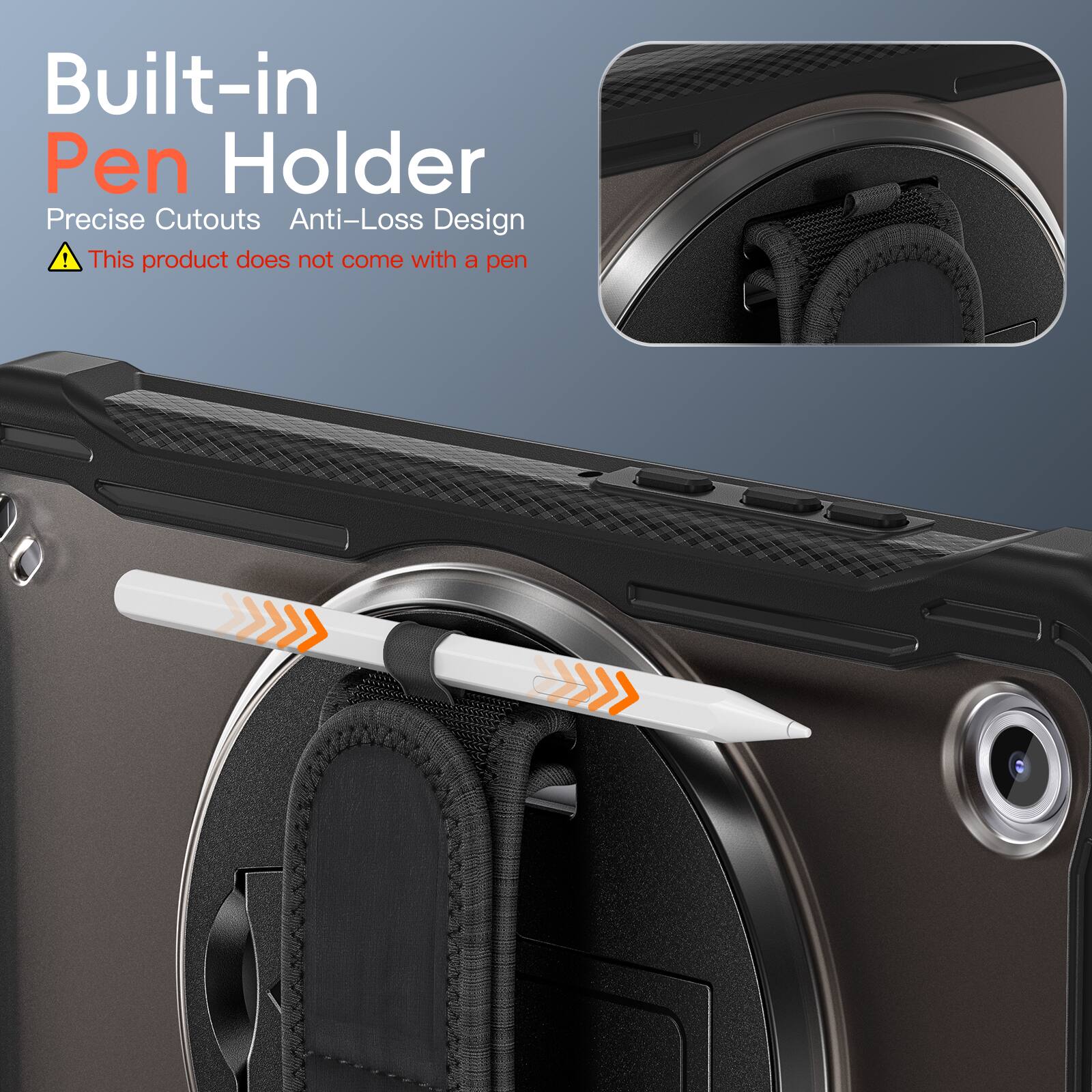 Built-in Pen Holder  
Precise Cutouts  
Anti-Loss Design  
⚠️ This product does not come with a pen