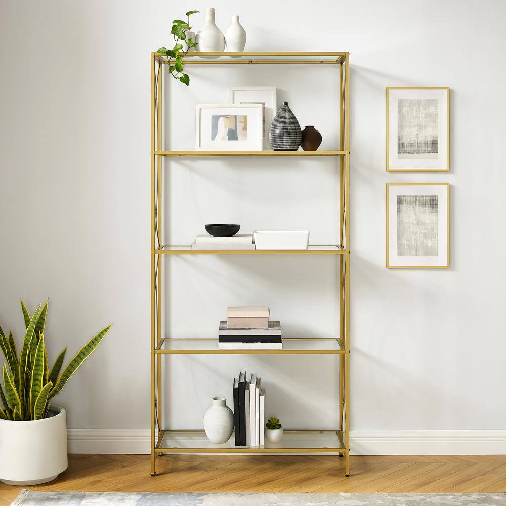 Alt View 7. Crosley Furniture - Helena Etagere Bookcase - Gold.