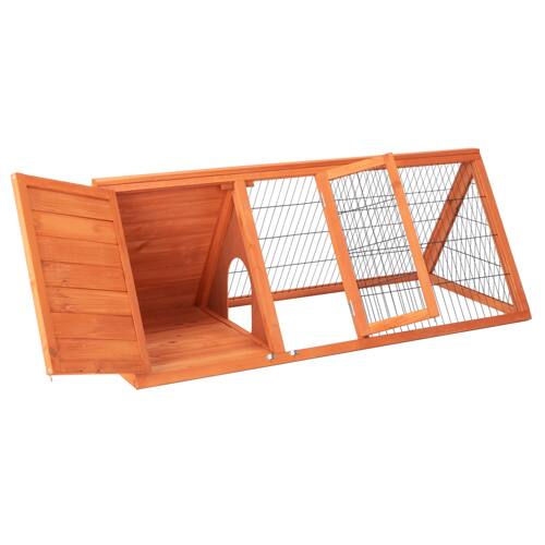 Alt View 6. Winado - Rabbit Hutch Chicken Coop Run A-Frame Wooden Cage w/ 2 Door, Ventilated Wire Fence for Small Animal Outdoor Garden Farms - Natural Wood color.