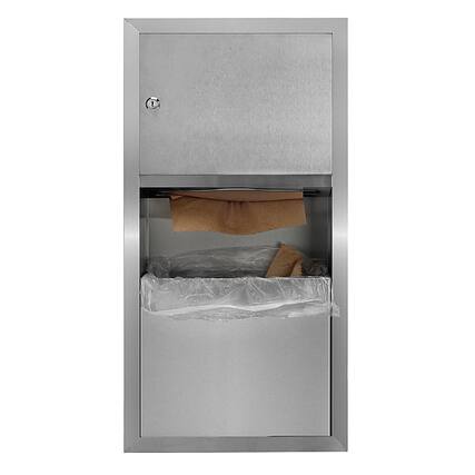 Front. Alpine Industries - Paper Towel Holder, 28" Recessed Paper Towel Dispenser with 2 Gal. Trash - Stainless Steel.