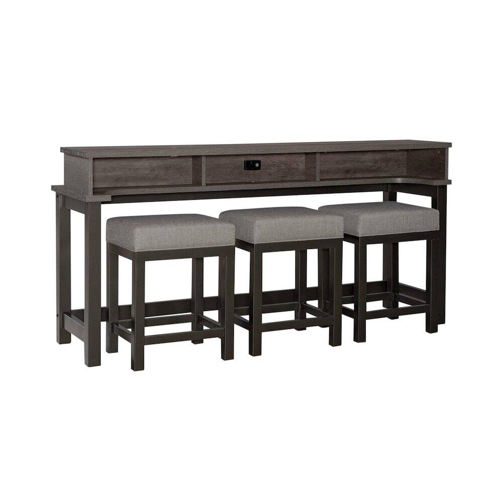 Left. Liberty Furniture Industries - 4 Pc Console Table Set with 3 Stools - AC USB Charging Station - Graystone - Graystone.