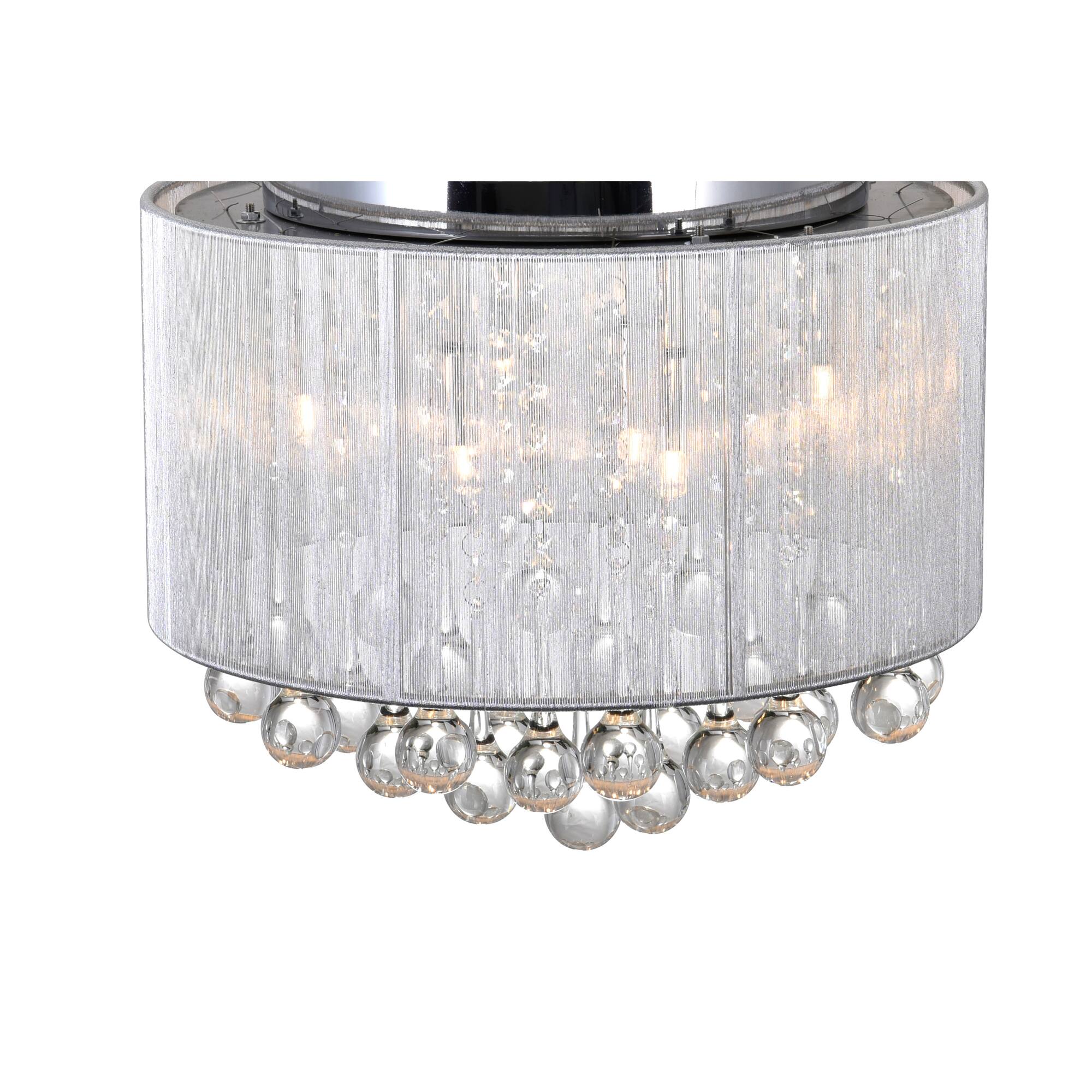 Angle. CWI Lighting - Water Drop 6 Light Drum Shade Flush Mount With Chrome Finish - Chrome.