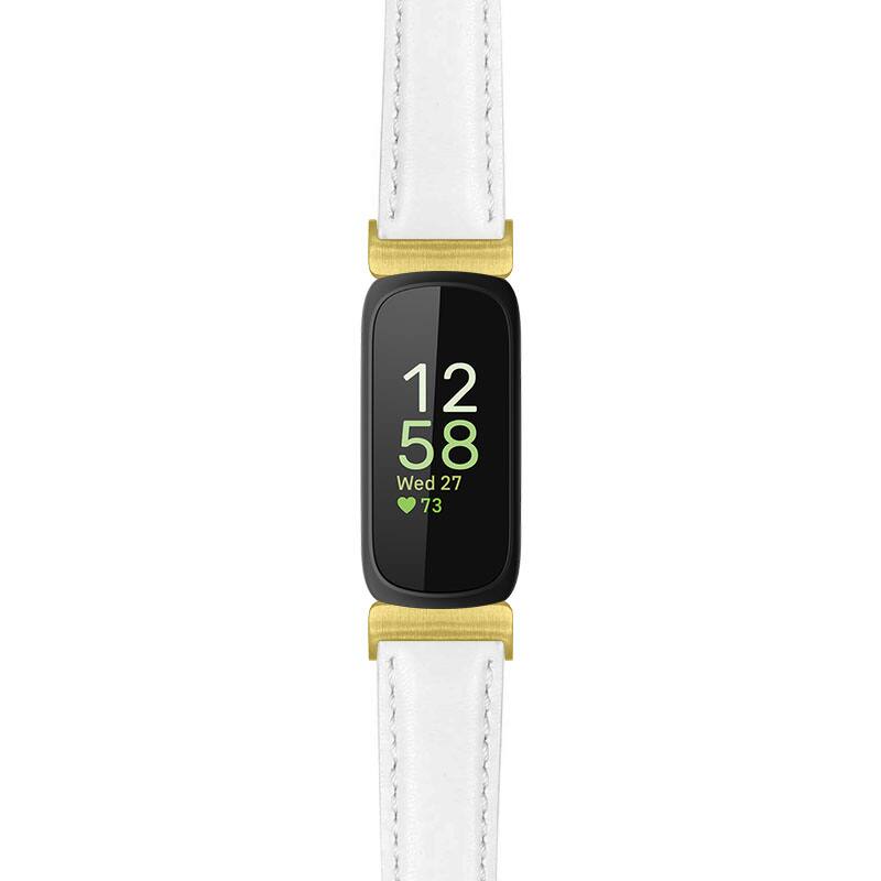 StrapsCo - Everyday Leather Watch Band Strap For Fitbit Inspire 3 - White (Yellow Gold Hardware) price history on PriceWatchPro