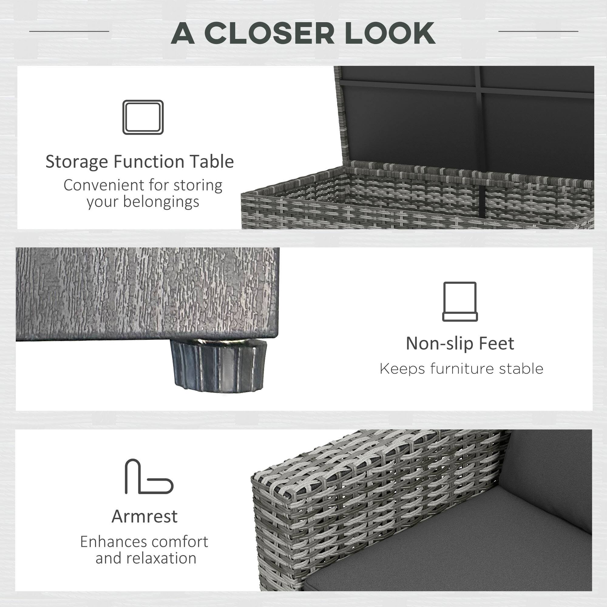 A CLOSER LOOK

Storage Function Table
Convenient for storing your belongings

Non-slip Feet
Keeps furniture stable

Armrest
Enhances comfort and relaxation