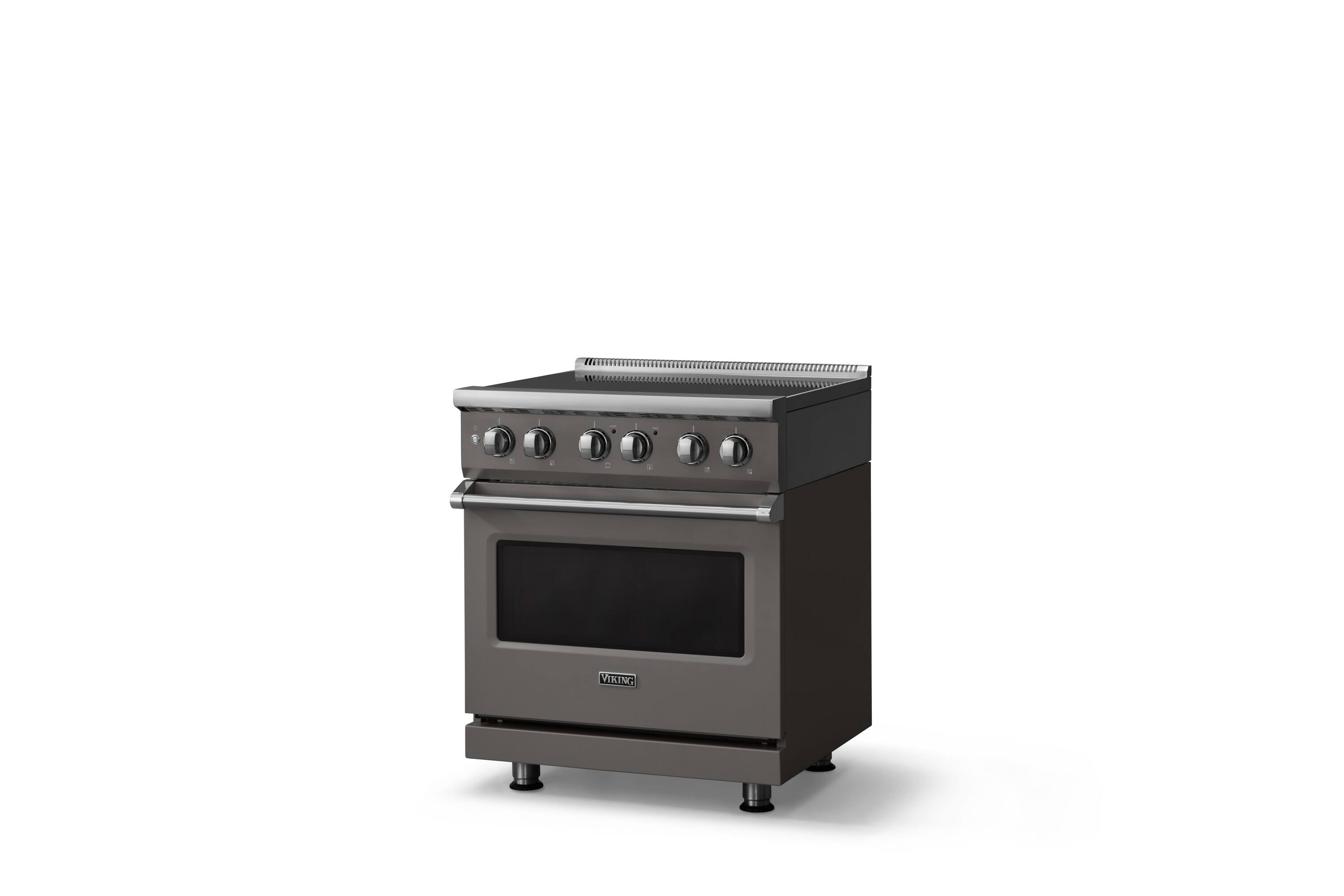 Angle. Viking - 30 in. Wide 4 Elements Pro 5 Series 4.7 Cu. Ft. Freestanding Induction Convection Range - Damascus Gray - Damascus Gray.